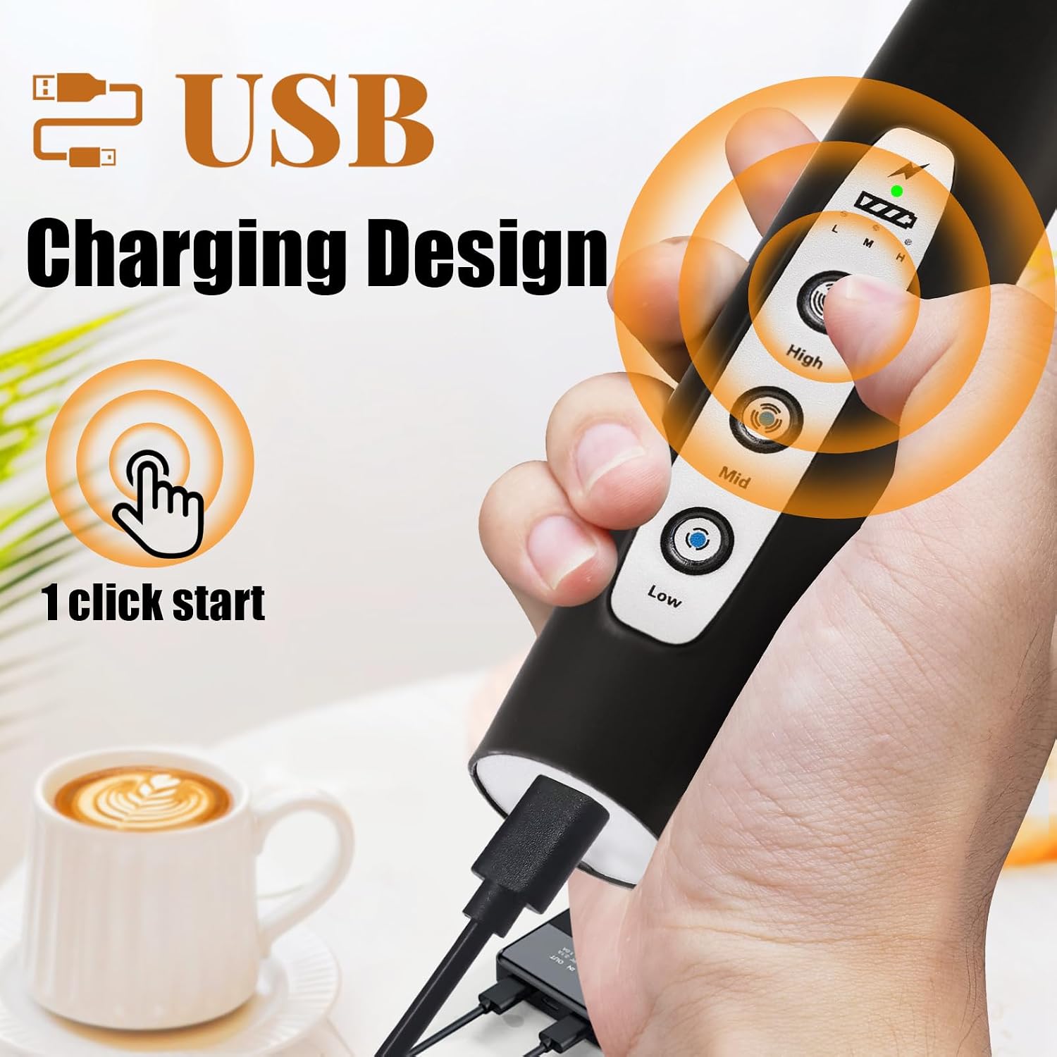 Thumbnail 1 de Nahida Black Milk Frother Wand 1500mAh