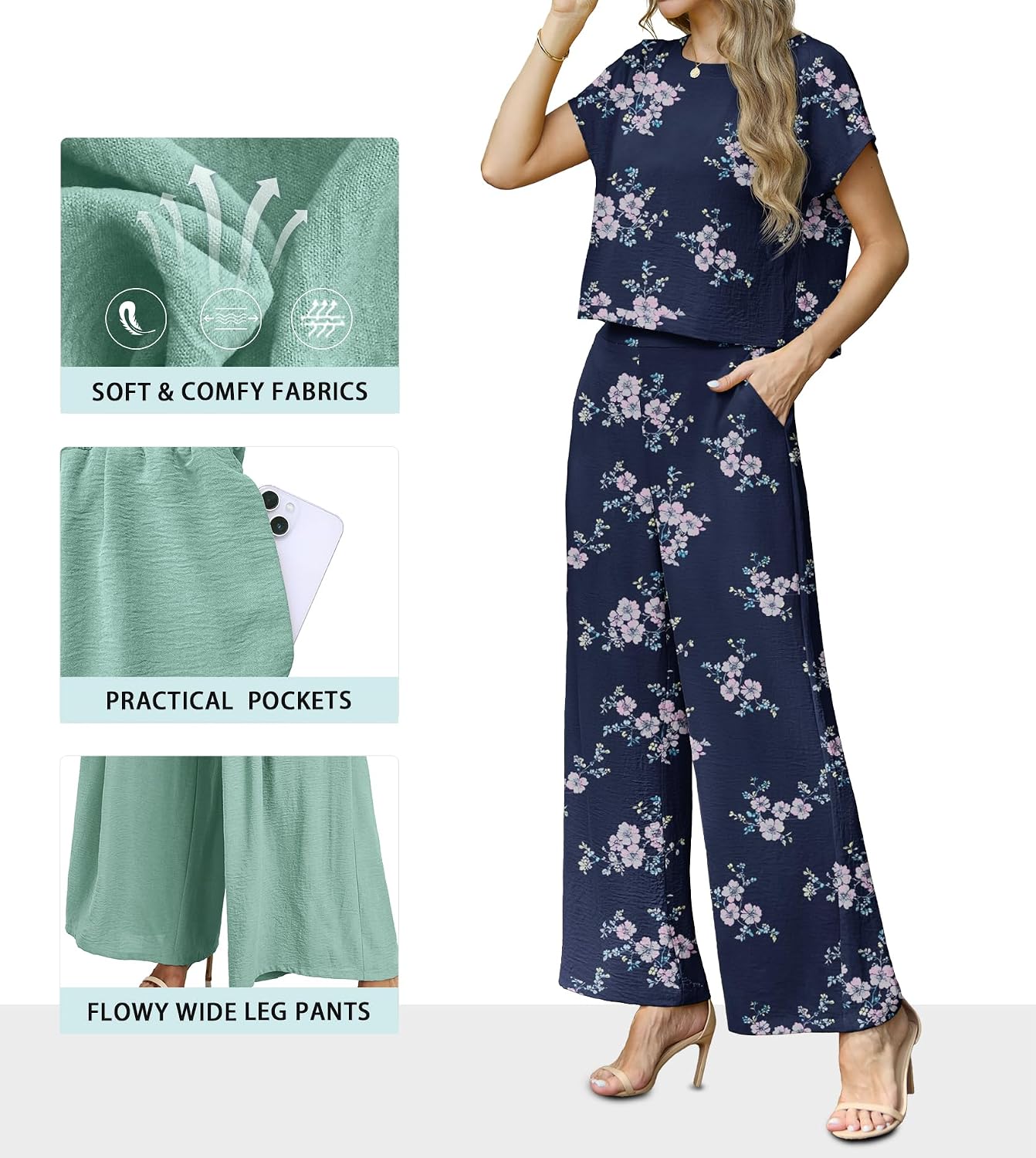 Thumbnail 1 de Lepunuo Two-Piece Lounge Set with Wide-Leg Pants