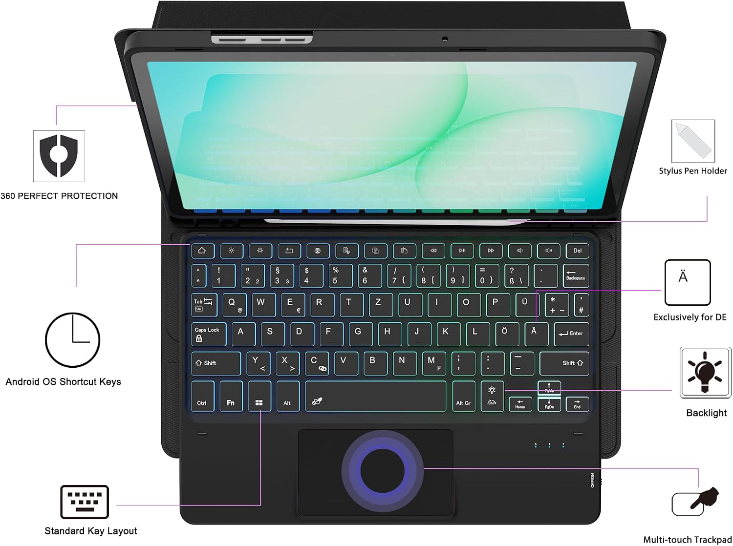 Detalle de Samsung Galaxy Tab A11+/A9+ Hülle mit Tastatur