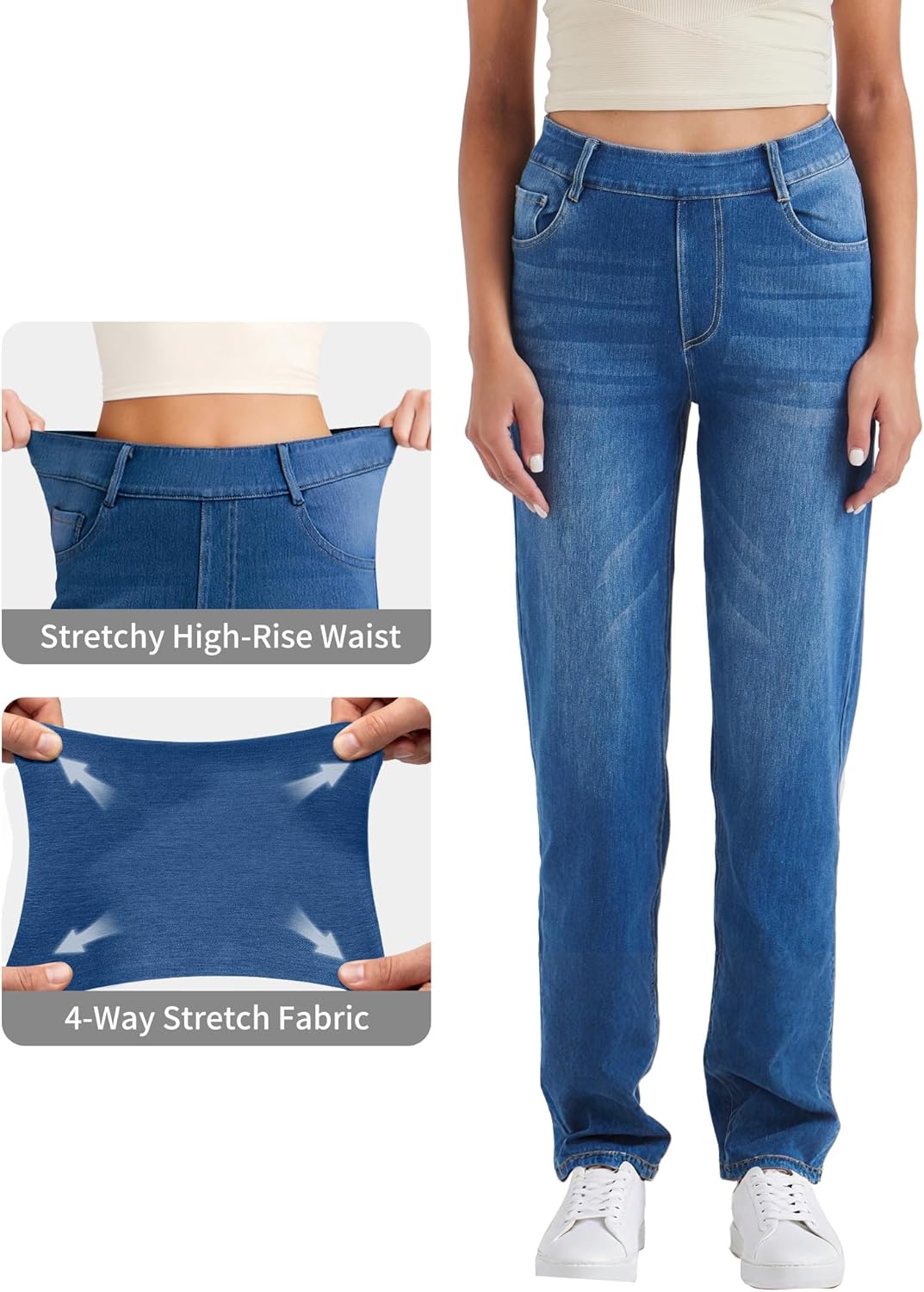 Detalle de LaiEr Women's High Stretch Yoga Jeans – Skinny with Hip Lifting, Pocket Fitness Pull-On
