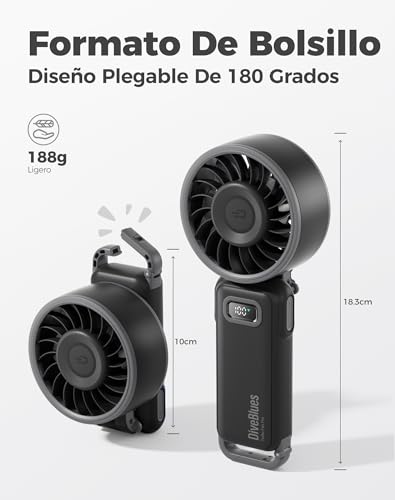 Thumbnail 1 de Diveblues Ventilador Portátil de Mano Plegable con Batería: 100 velocidades, 12h de autonomía y diseño versátil
