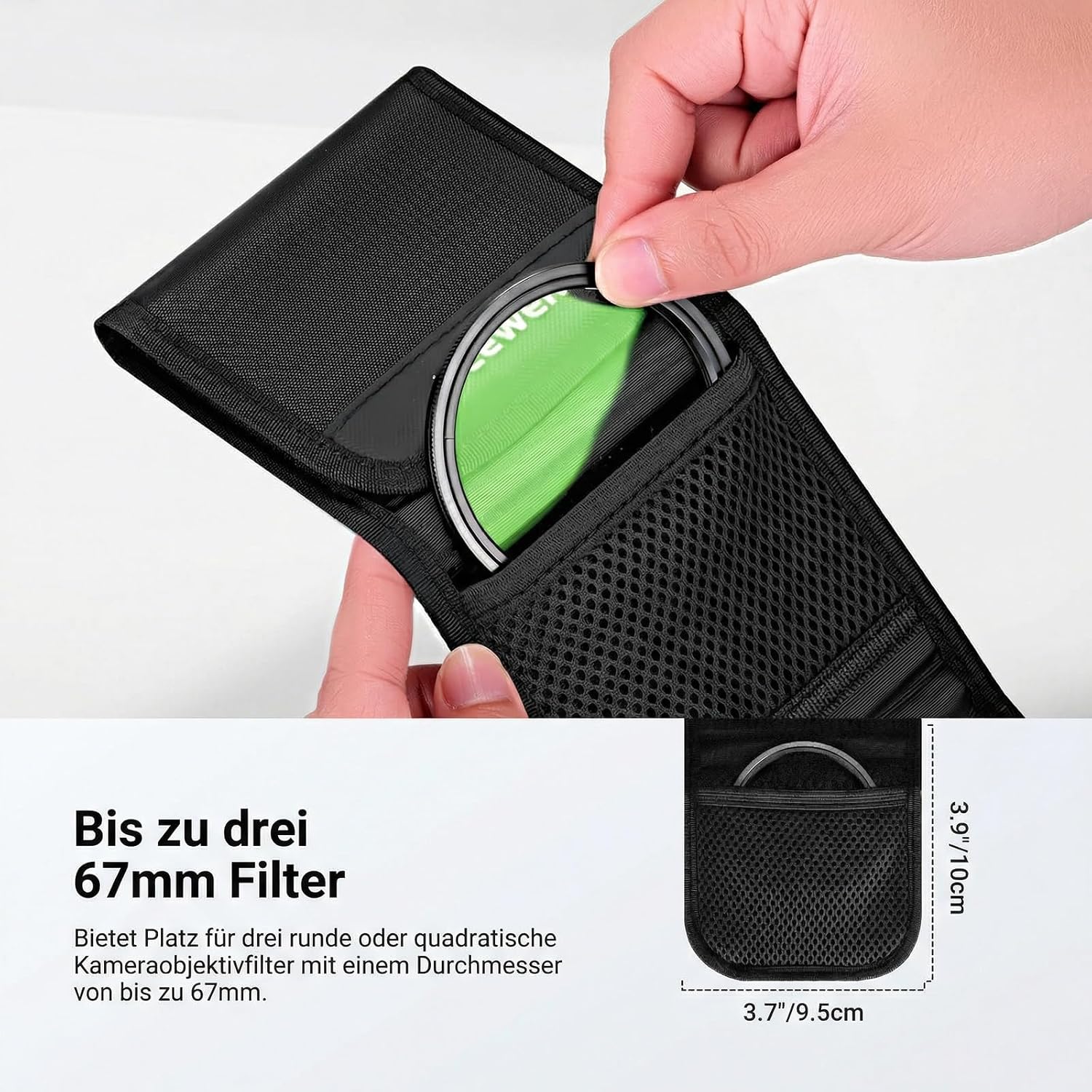 Thumbnail 1 de NEEWER Dreifach faltbare 67mm Filtertasche – spritzwassergeschütztes Etui für bis zu drei 67mm Filter (PB14)