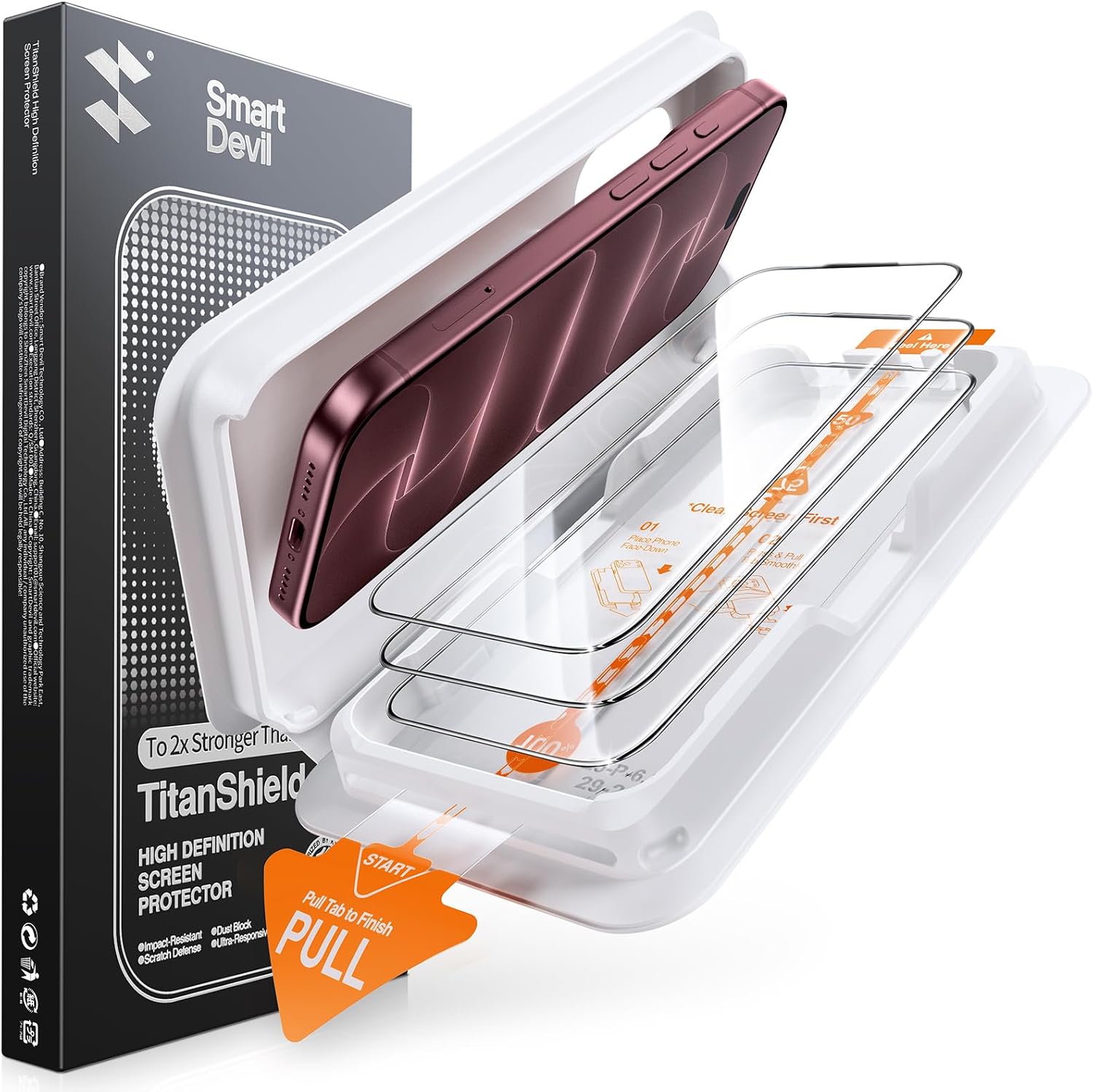 Detalle de SMARTDEVIL iPhone 18 Pro Max Screen Protector, 3-Pack 9H Tempered Glass