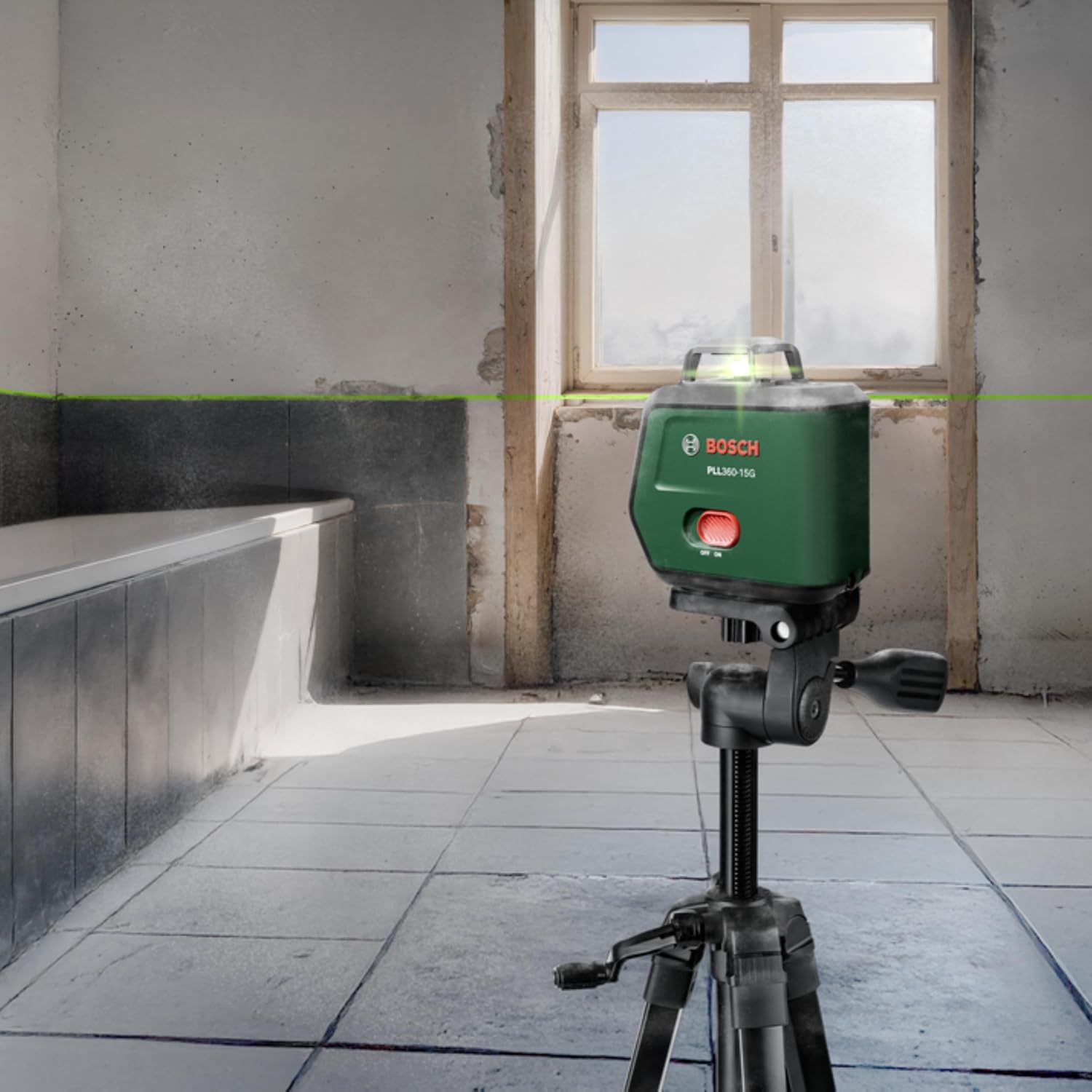 Detalle 2 de Bosch PLL360‑15G lijnlaser met 360°-lijn, groene laser en IP54