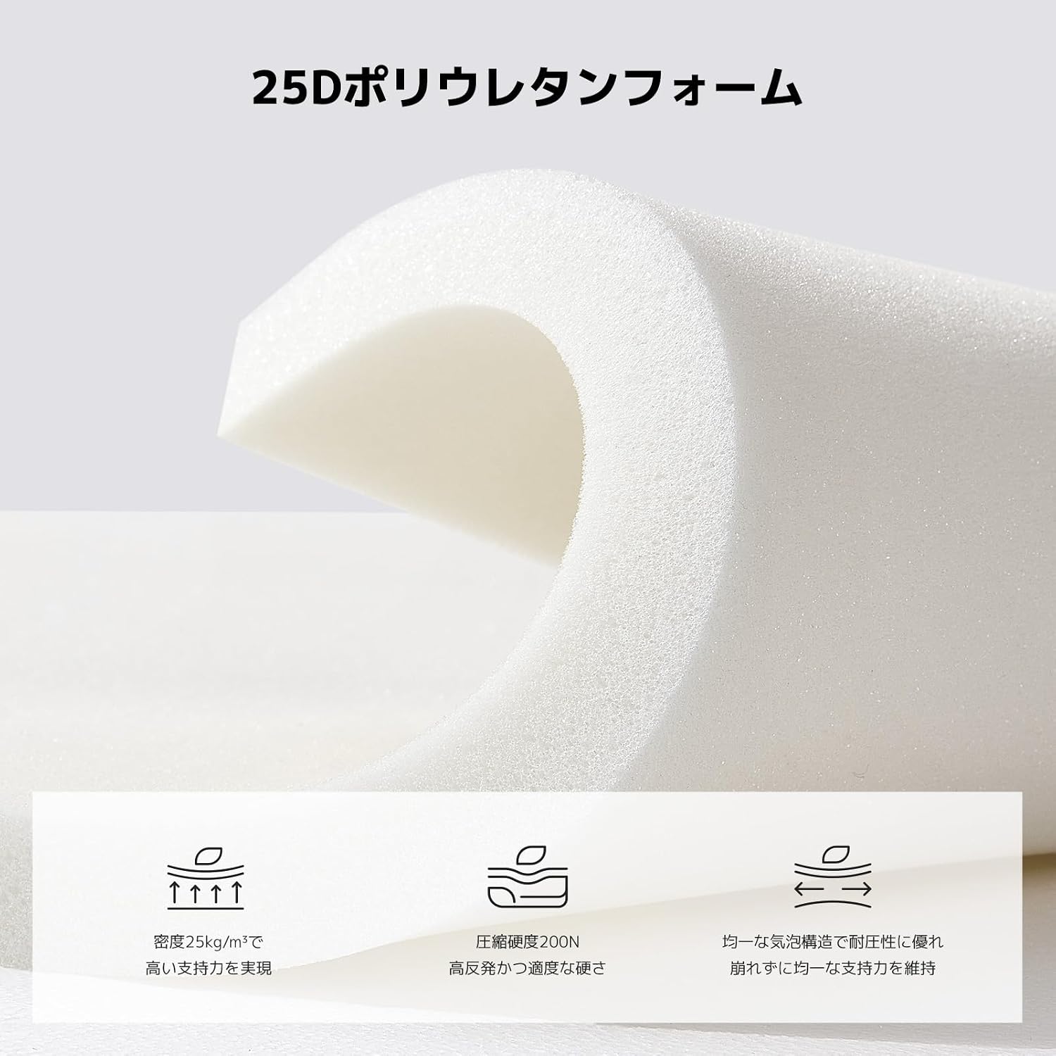 Detalle de Novilla N-M03022H 高反発マットレストッパー シングル 200N・厚さ5cm・洗えるカバー