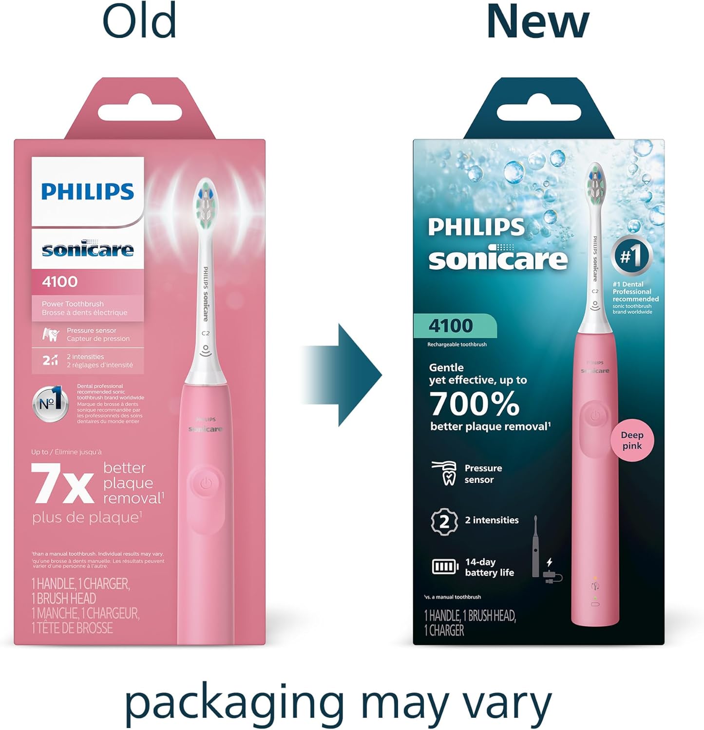Thumbnail 1 de Philips Sonicare 4100 Series Electric Toothbrush (Deep Pink) with Sonic Advanced Tech, Pressure Sensor, Smartimer & Quadpacer