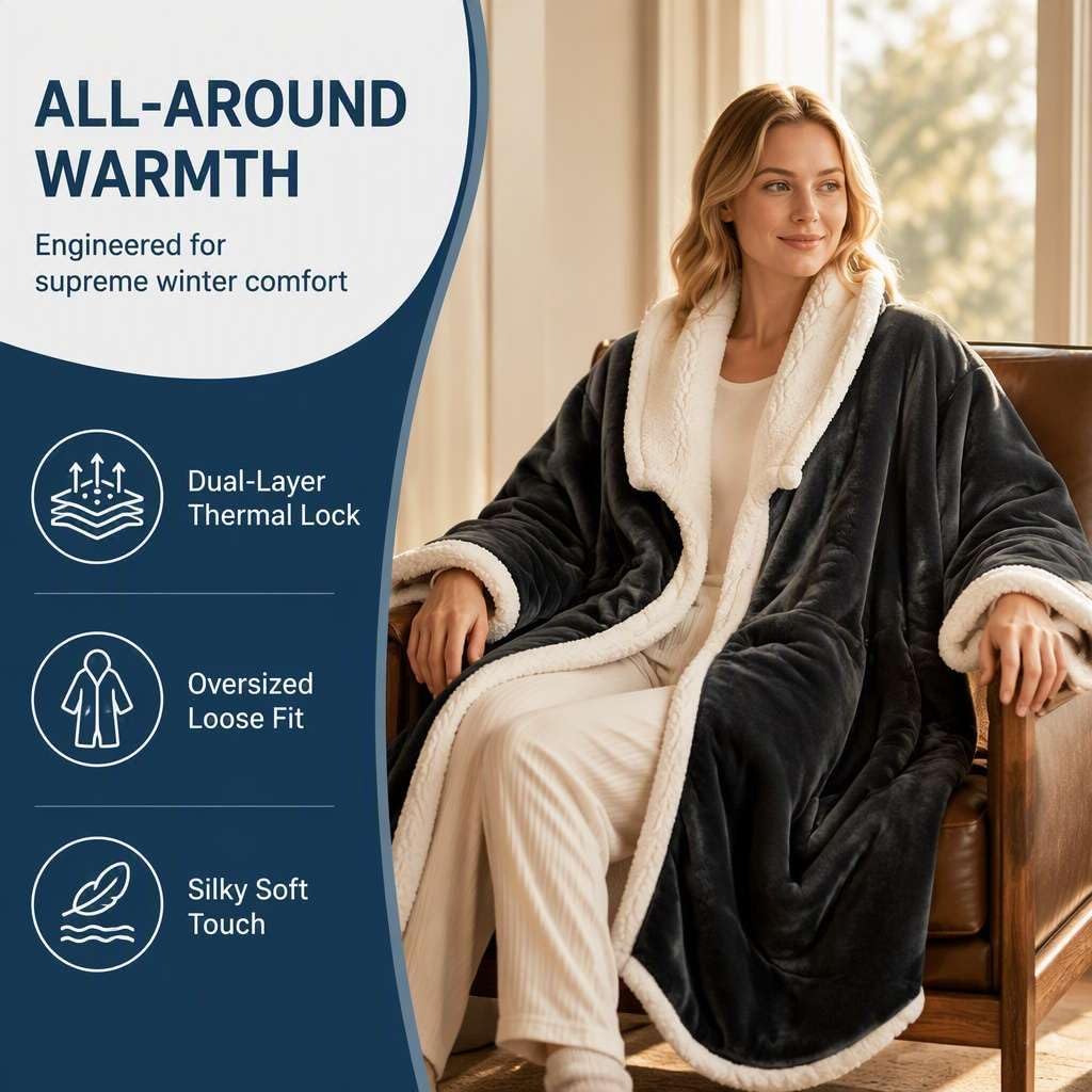 Thumbnail 6 de Qosneoun 12564548 Wearable Heated Blanket with Sleeves, Foot Pockets and 9 Heat Levels