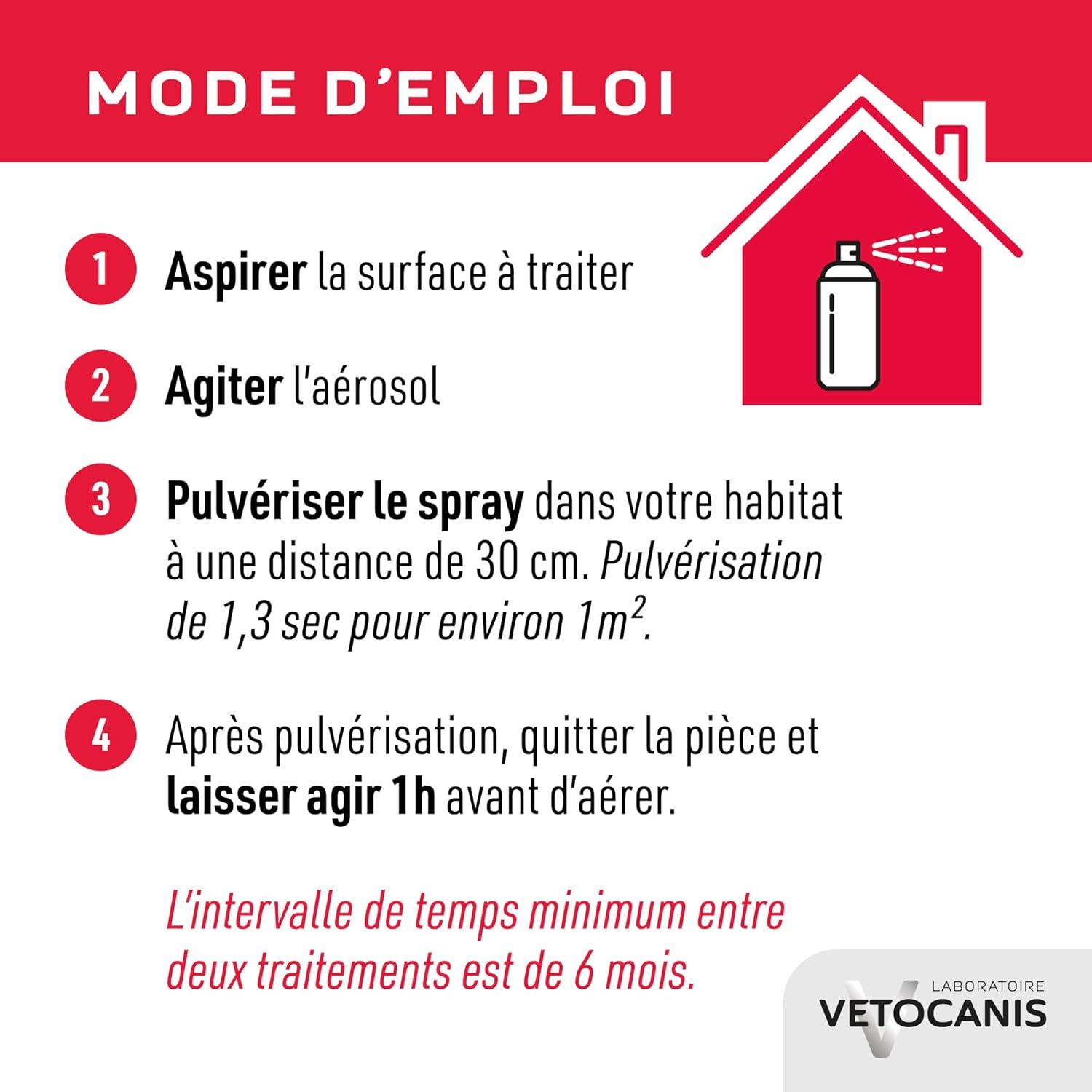 Detalle de VETOCANIS Spray Anti-Puces et Anti-Acariens pour la maison – Lot de 2 (Traite 140 m2)