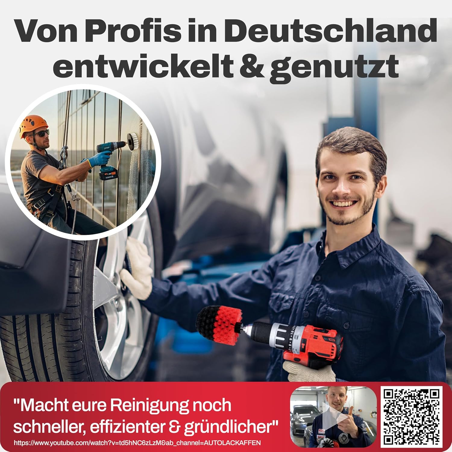 Thumbnail 1 de M&A QUALITY Bürstenaufsatz Akkuschrauber (6er-Set) – Universal-Reinigungsbürsten für Auto, Felgen & mehr
