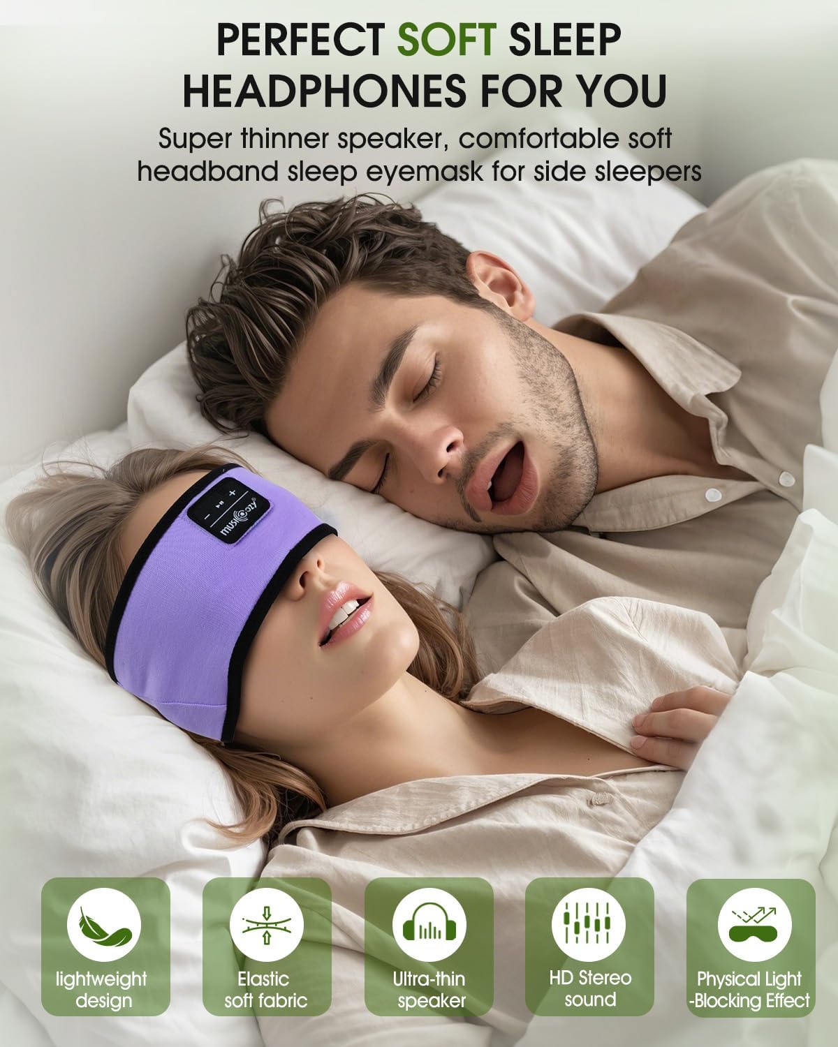 Thumbnail 3 de MUSICOZY Sleep Headphones for Side Sleepers: Ultra-Soft Bluetooth Headband