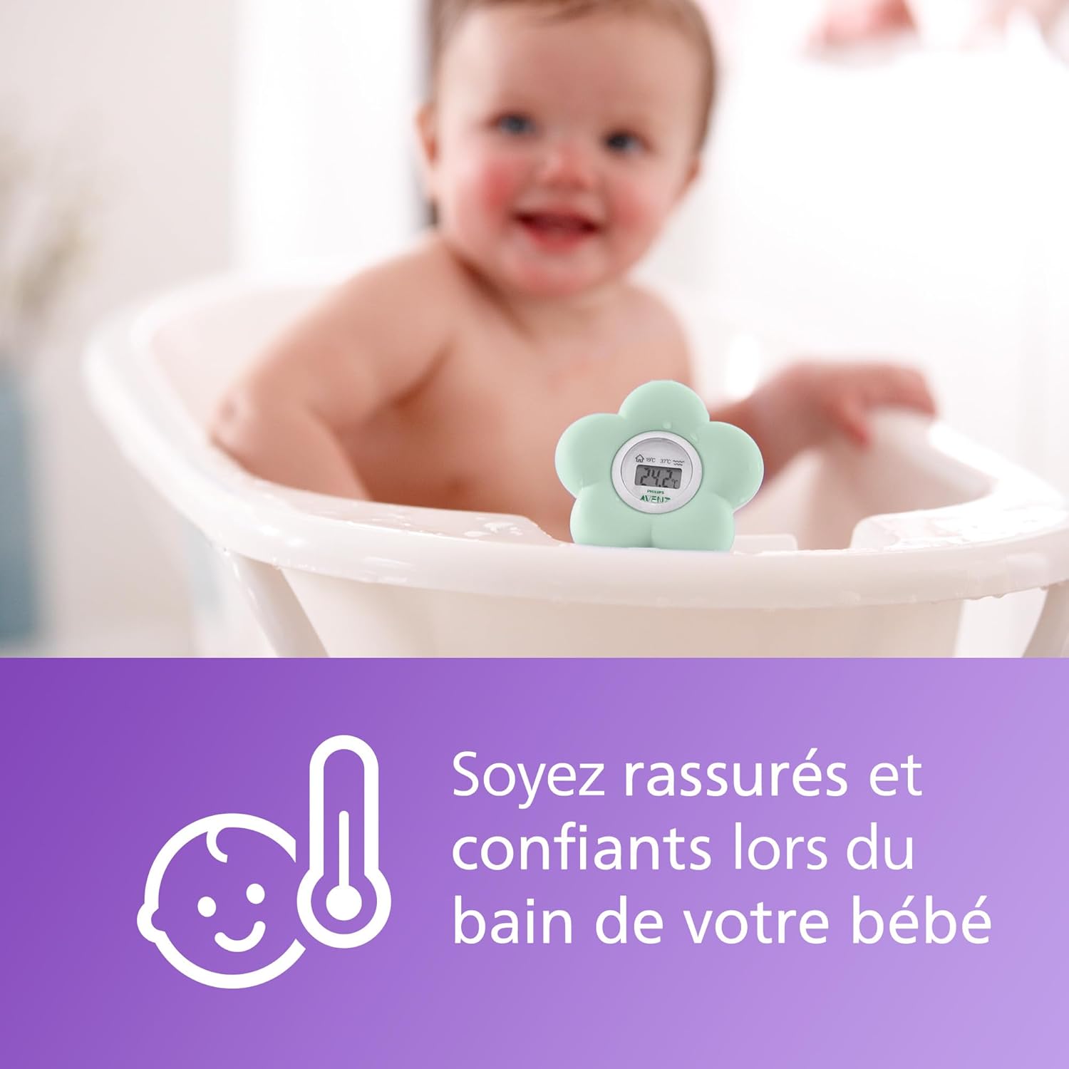 Detalle de Philips Avent Thermomètre numérique de bain pour bébé SCH480/00