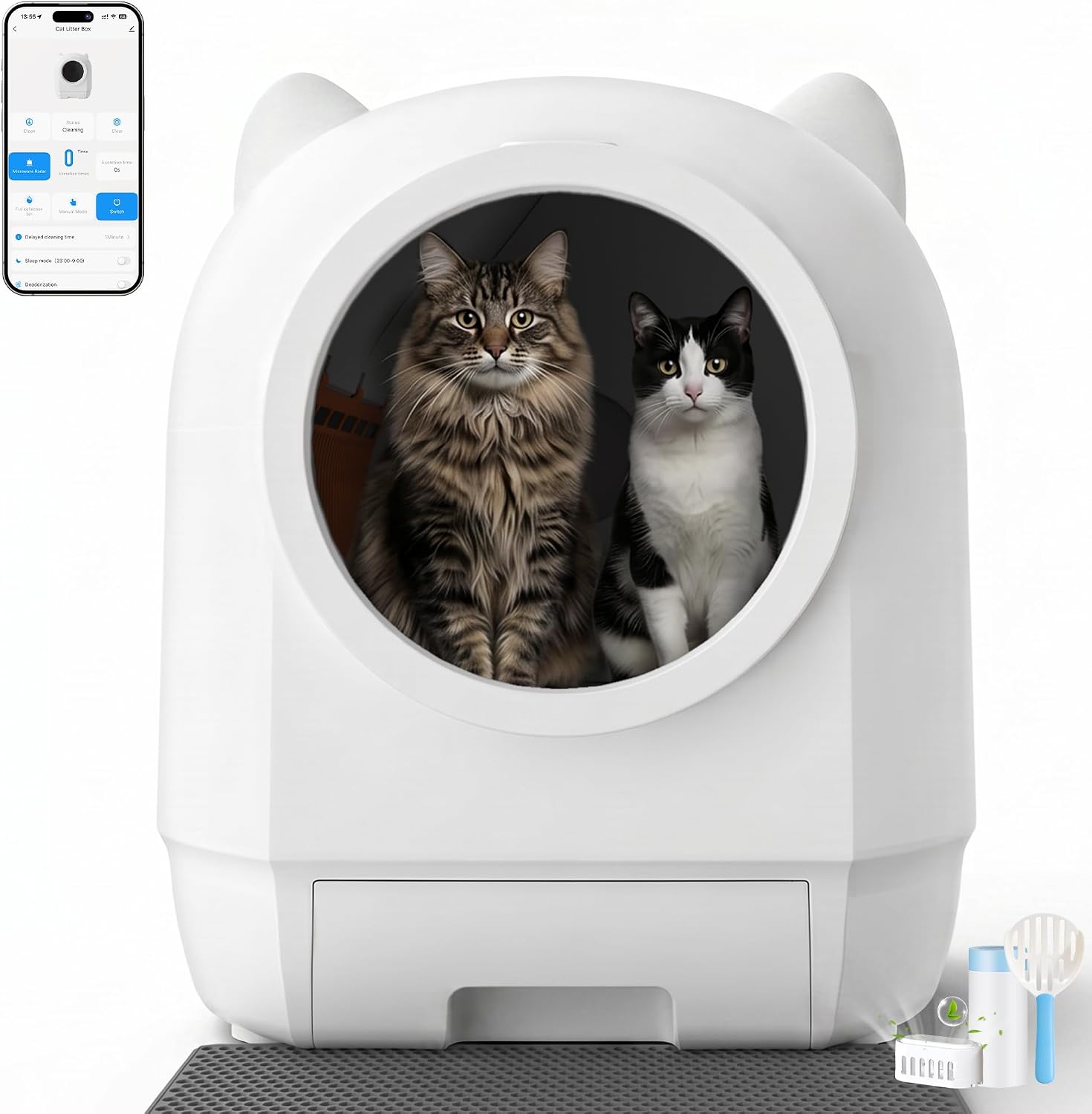 Detalle de JUMMICO Elektrisches, selbstreinigendes Katzenklo XXL mit 90L Fassungsvermögen