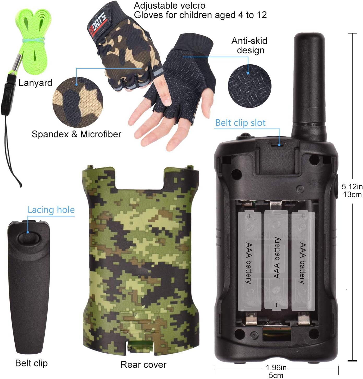 Detalle de Kids Walkie Talkies for Outdoor Adventures: 8-Channel 2-Way Radio for Children Aged 4+