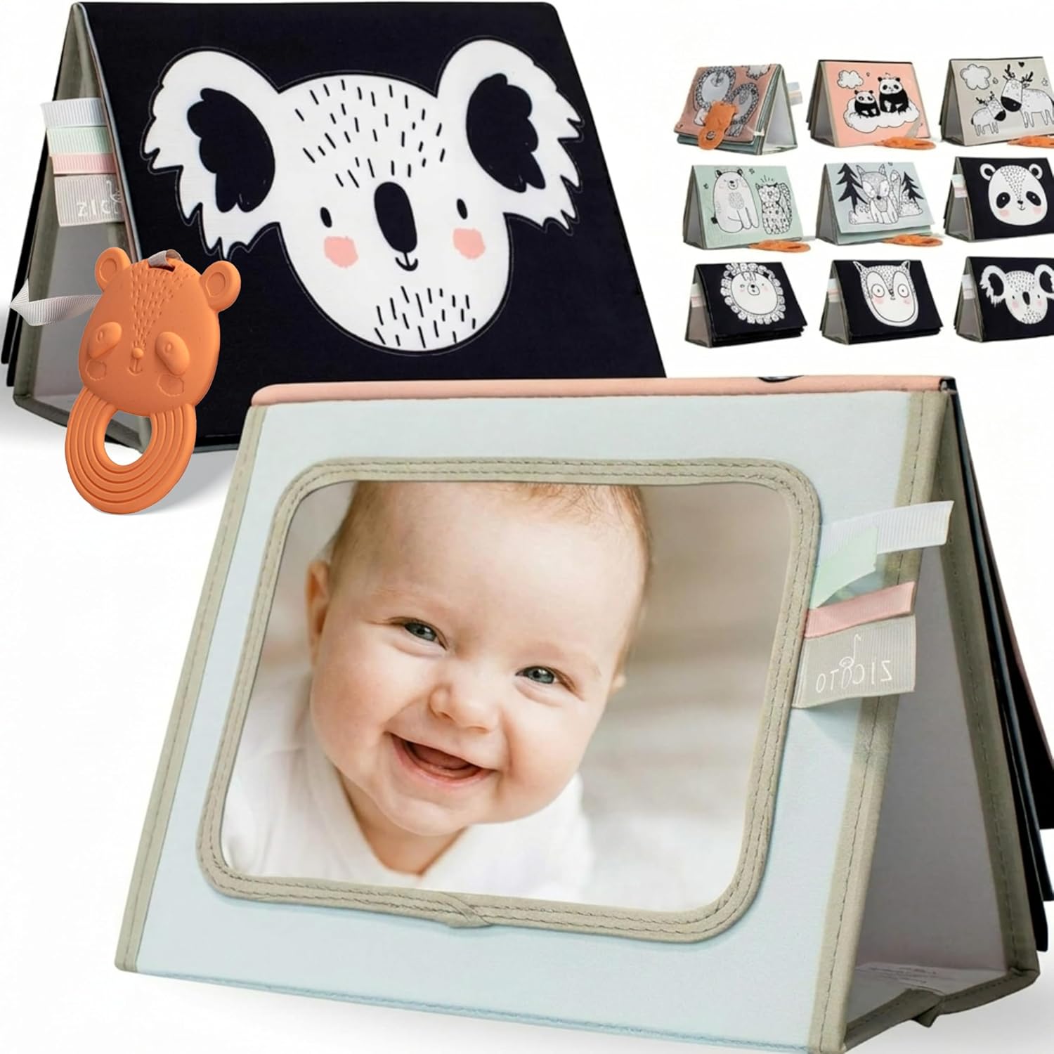 Detalle de Soft Tummy Time Book with Mirror Baby Toy đ