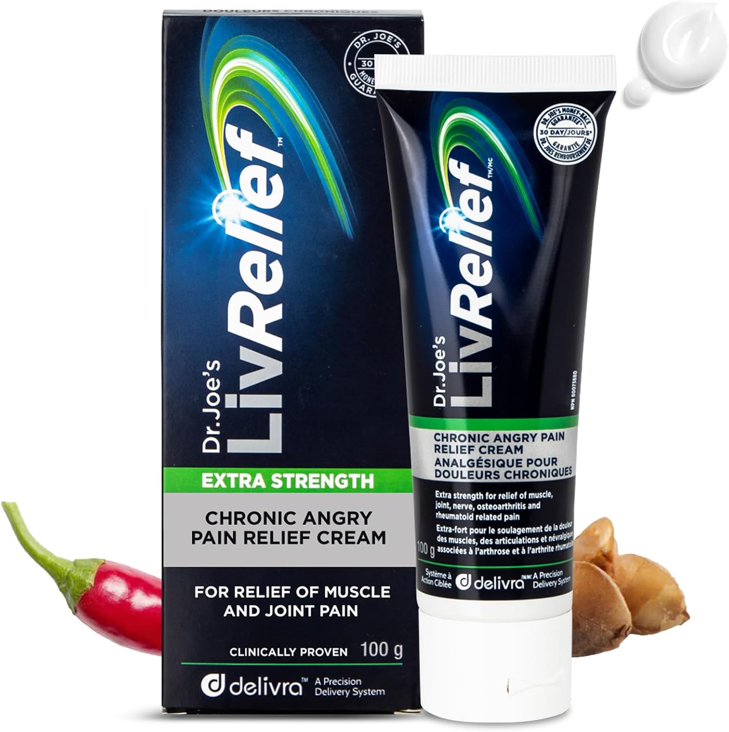 Detalle de LivRelief Extra Strength Chronic Angry Pain Cream, 100 g, Unscented