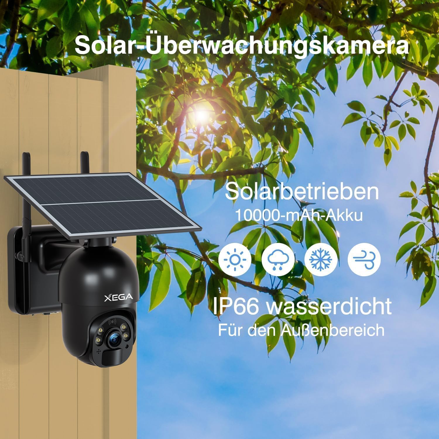 Detalle de Xega 3G/4G LTE Überwachungskamera 2K Außen
