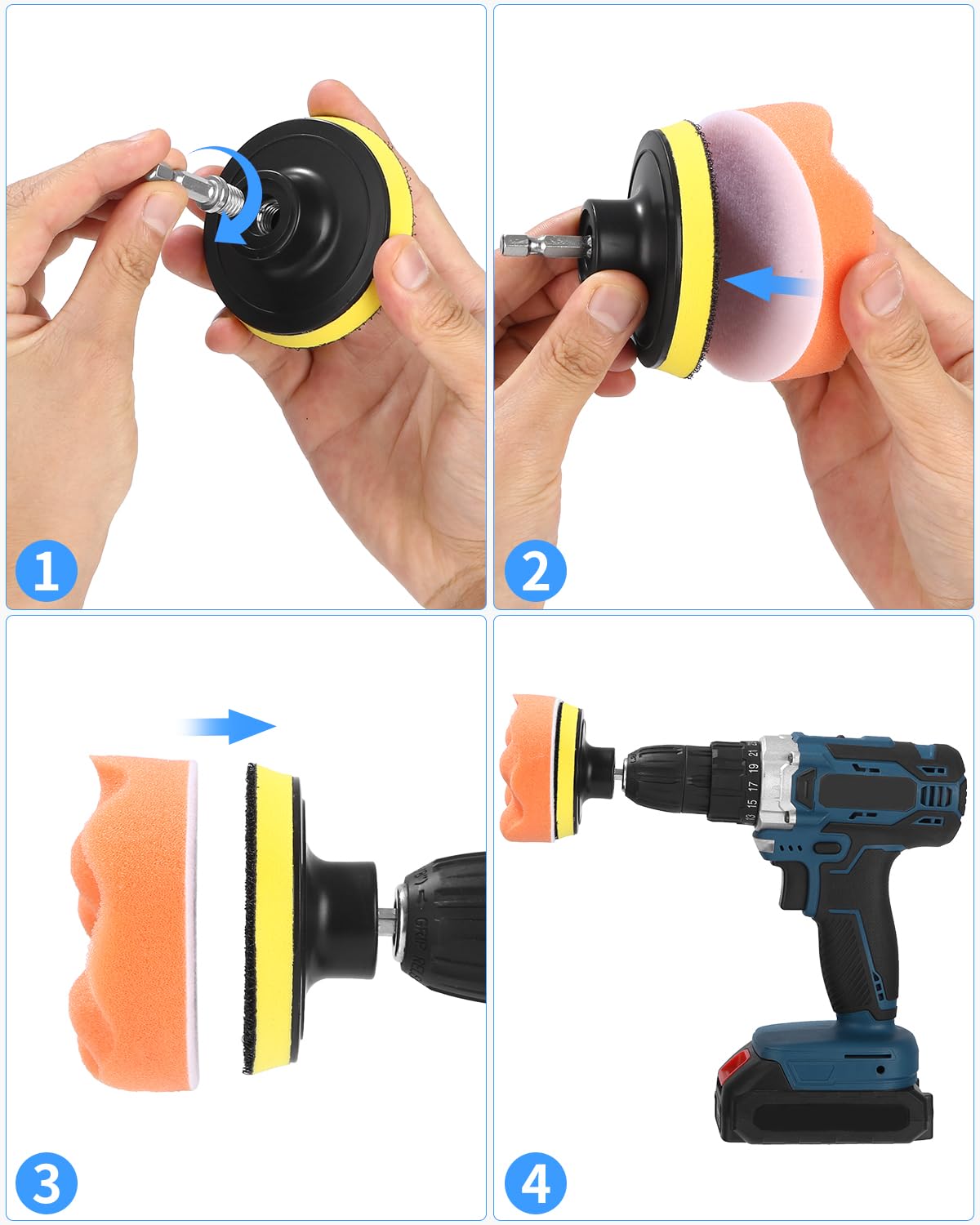 Thumbnail 4 de 80mm Polierschwämme Pads – 18‑teiliges Auto Polierset