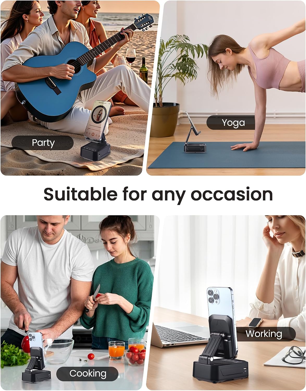 Thumbnail 6 de INSSISAIN Bluetooth-Lautsprecher mit klappbarer Handyhalterung – BT5.3, Induktionsmodus, 2000 mAh