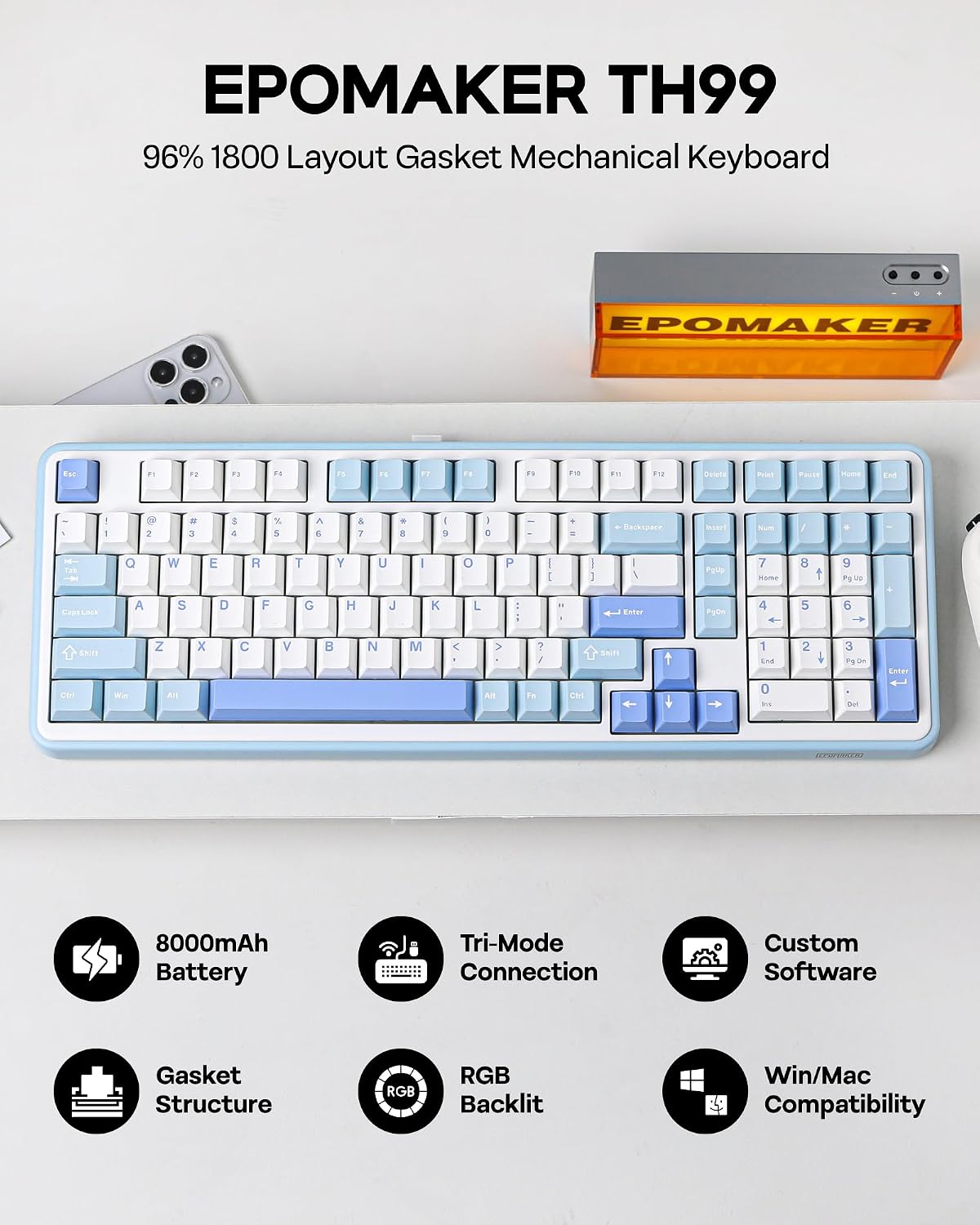 Detalle 2 de EPOMAKER TH99 mechanical keyboard 8000mAh ⌨