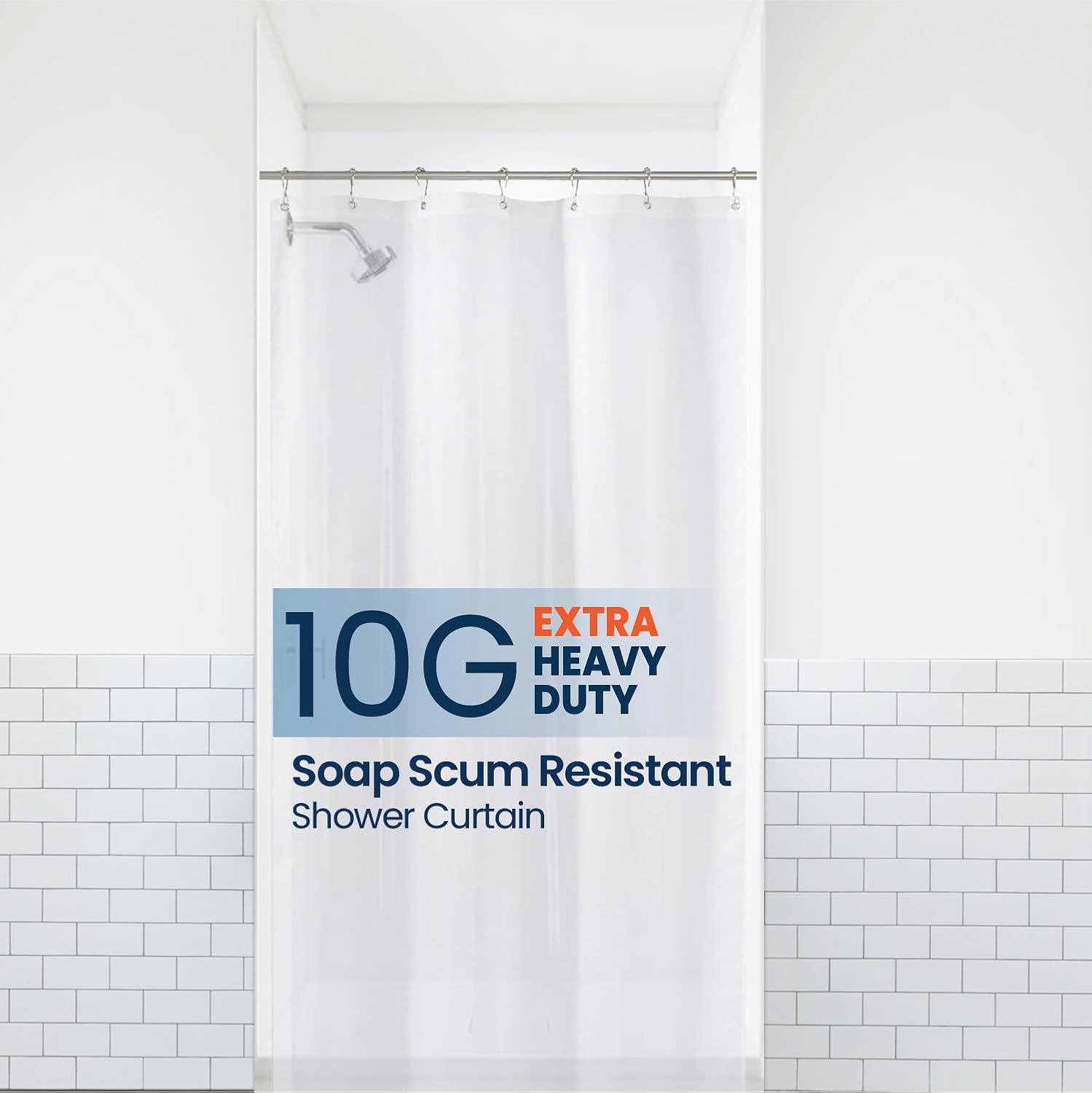 Thumbnail 6 de LiBa Waterproof PEVA Shower Curtain 72x72 White