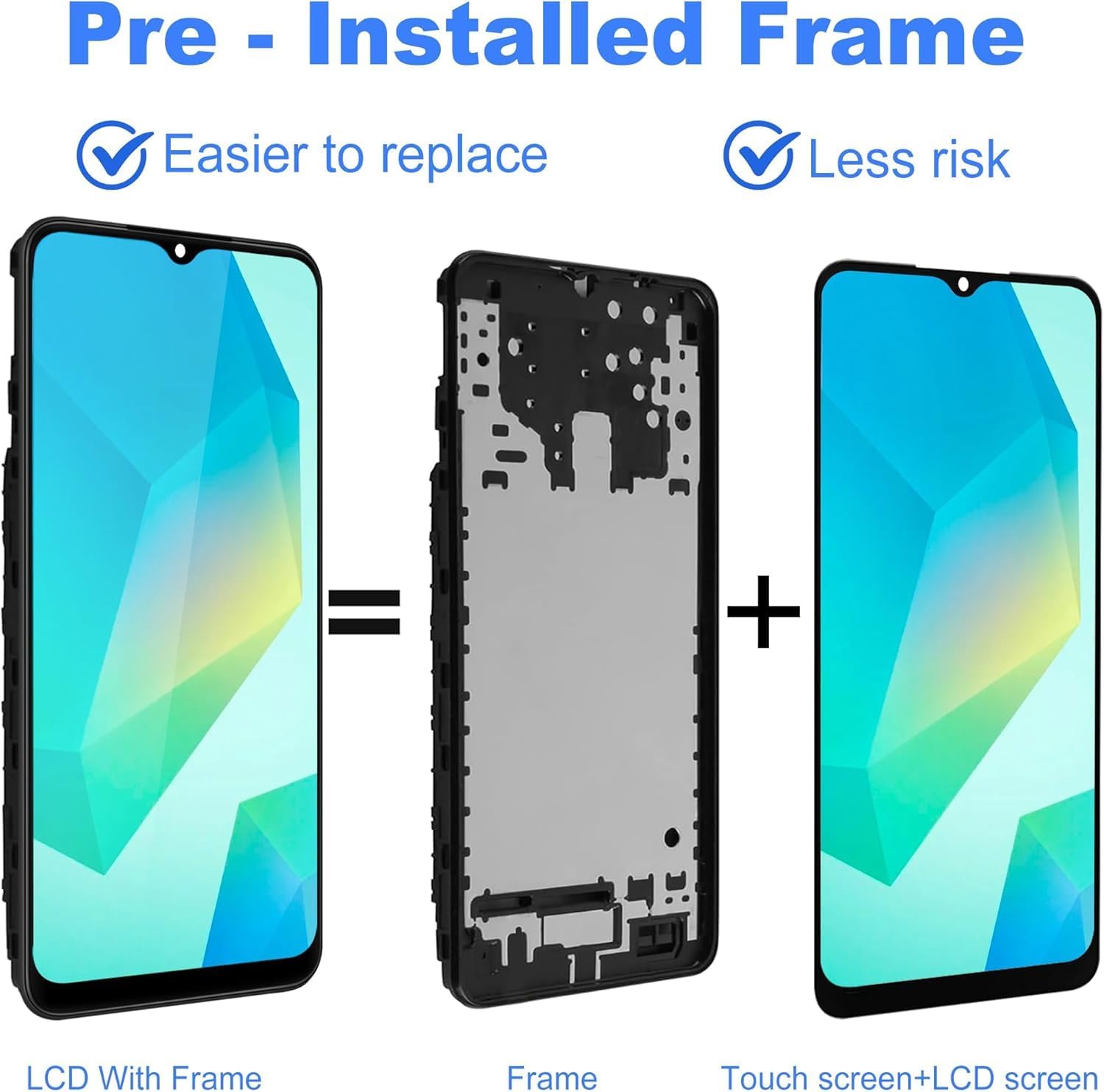 Detalle de ZOETEC Screen Replacement for Samsung Galaxy A16 4G (SM-A165F/DS, A165M) – Full LCD Assembly with Frame and Tools
