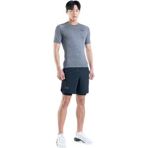 Detalle de Under Armour HeatGear Compression Shirt pour hommes – Carbon Heather/Black (XS)