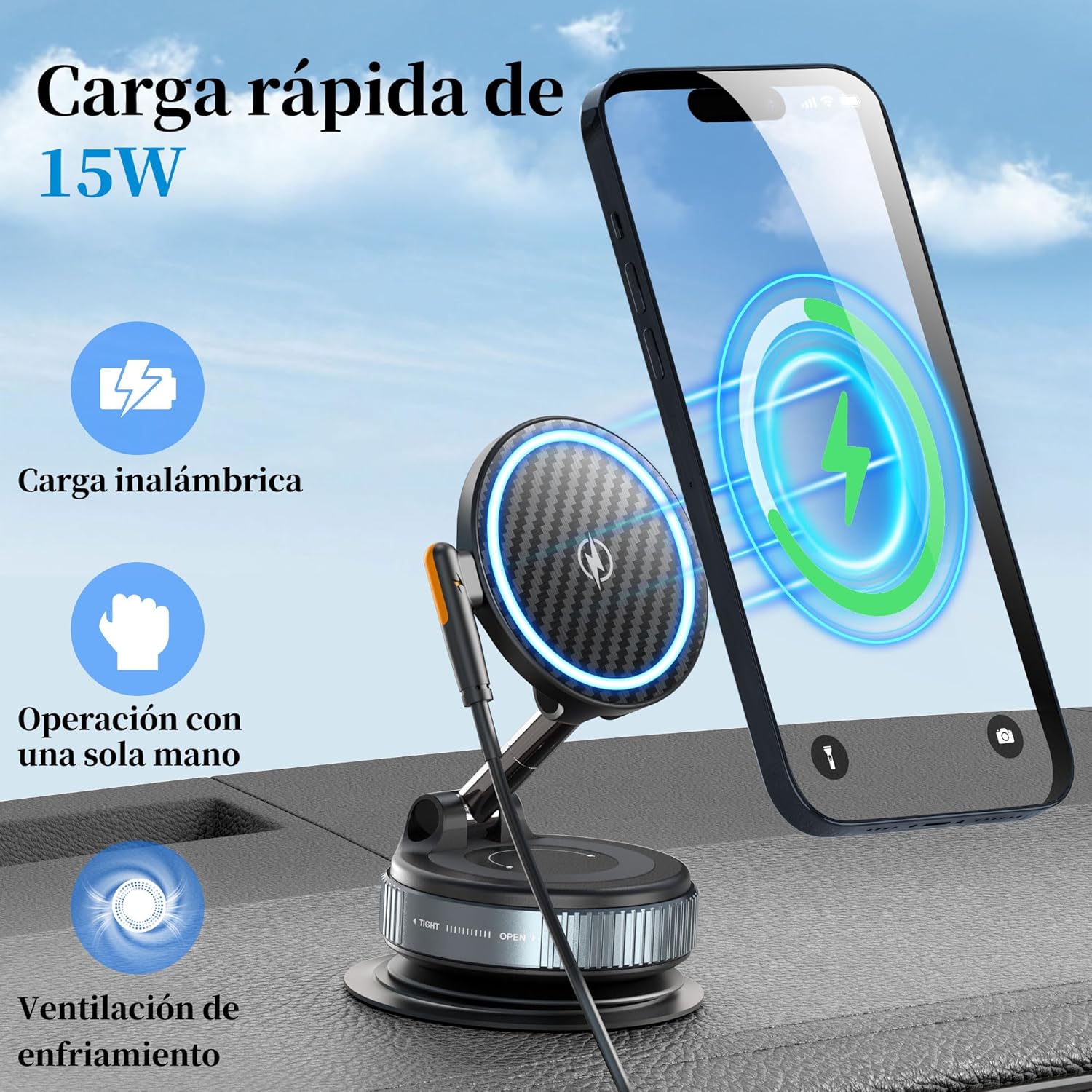 Thumbnail 2 de PlusAcc soporte magnético 15 W para coche