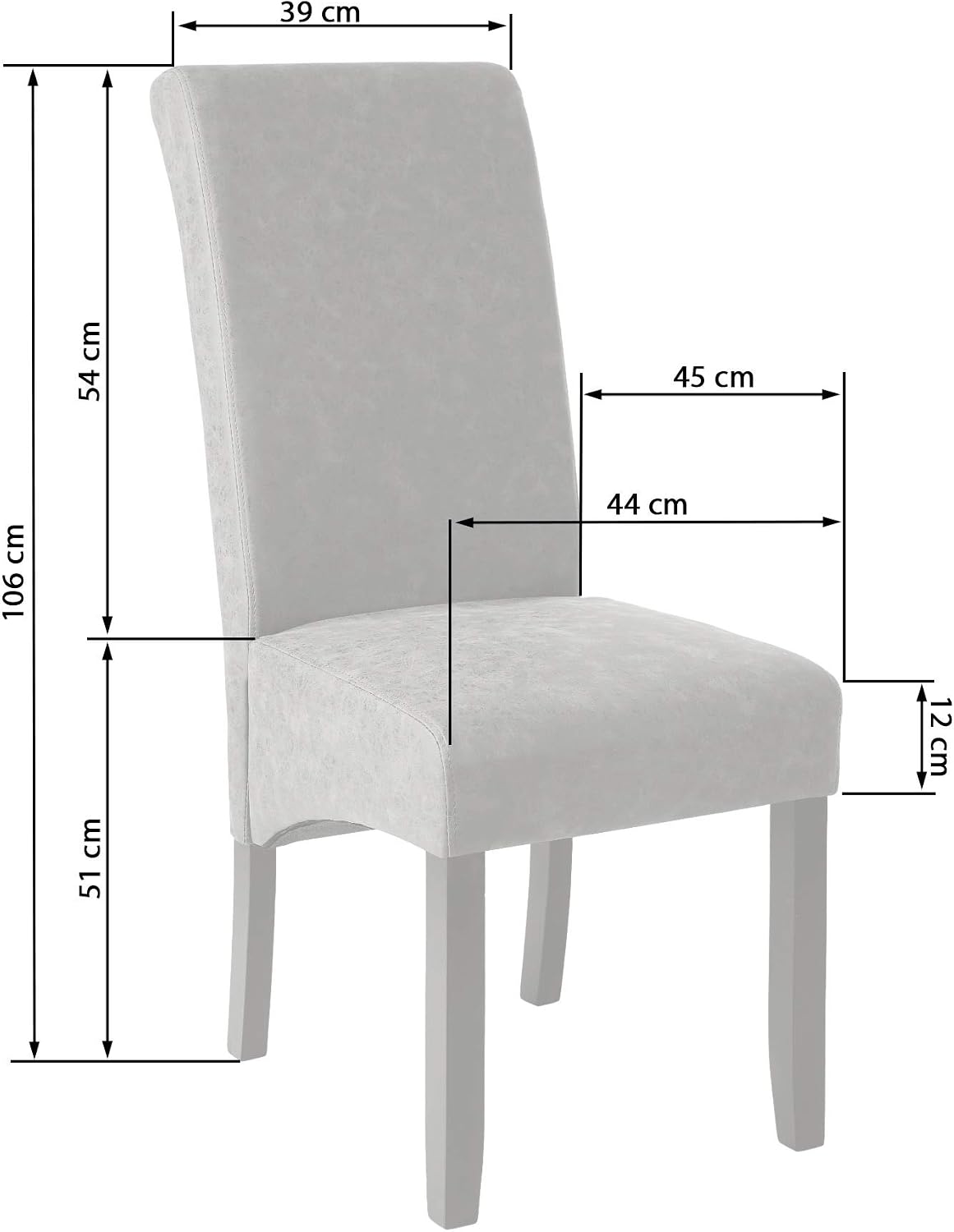 Detalle de tectake 4260397651322 matstolar i konstläder, 2-pack med högt ryggstöd