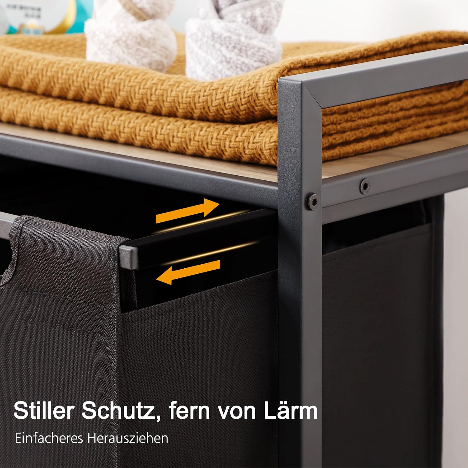 Thumbnail 6 de AMHANCIBLE EHLS03GY Laundry Hamper, 3 Compartments, Shelf, 114 L