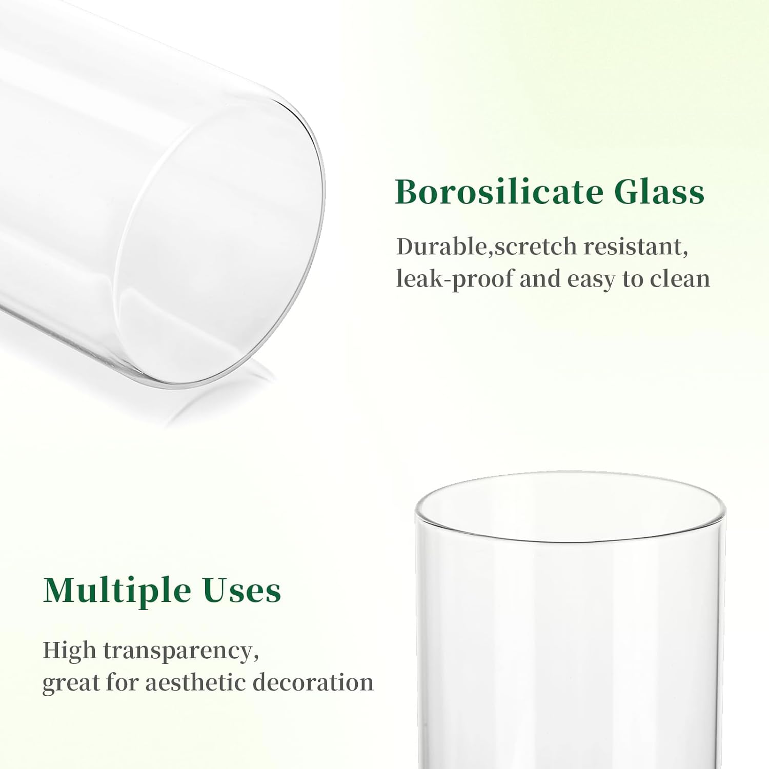 Thumbnail 6 de Hewory Glasvase Zylinder-Set (30-teilig) – Glasvasen in 10/15/20 cm für Tischdeko, Kerzen & Windlichter