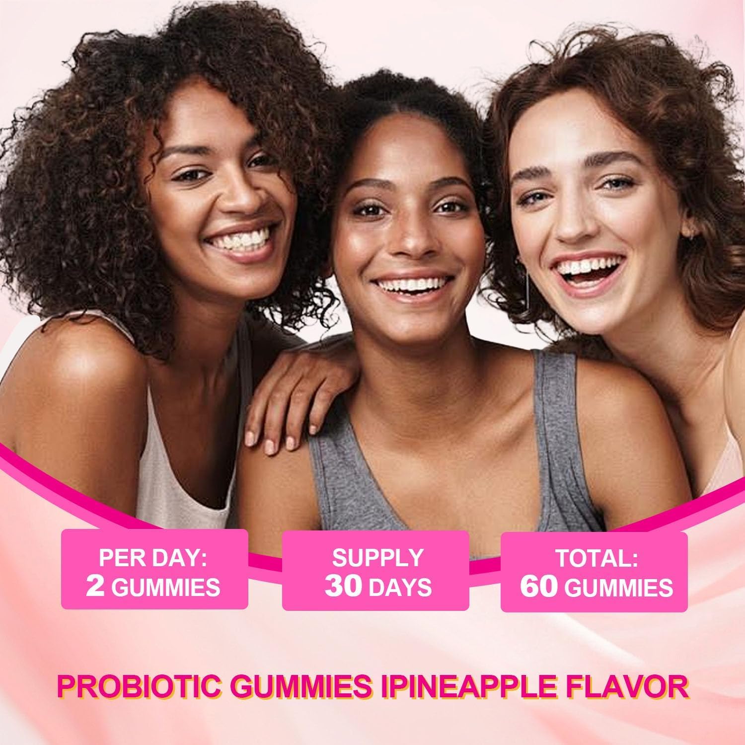Detalle 2 de BIGBIO Feminine Probiotics Gummies, Sugar-Free Pineapple, 60 Count