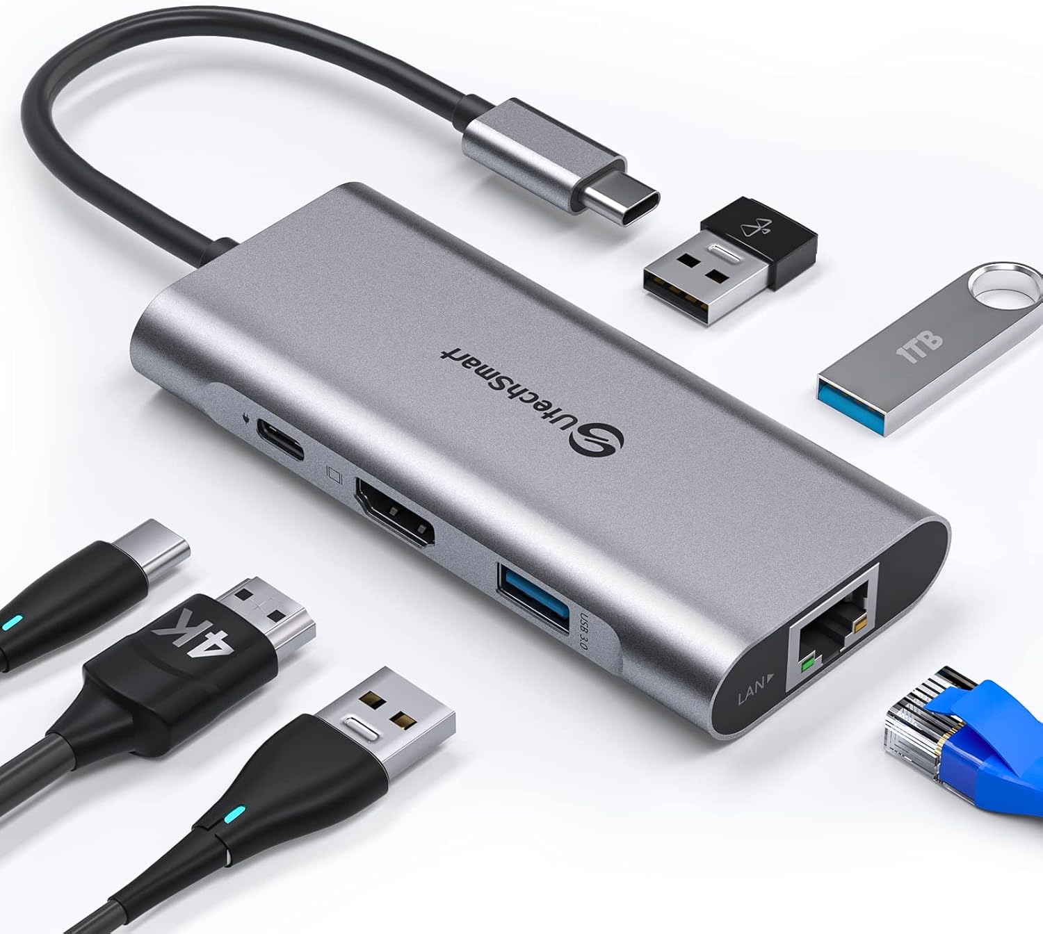 Detalle de UtechSmart USB C Hub 100W PD