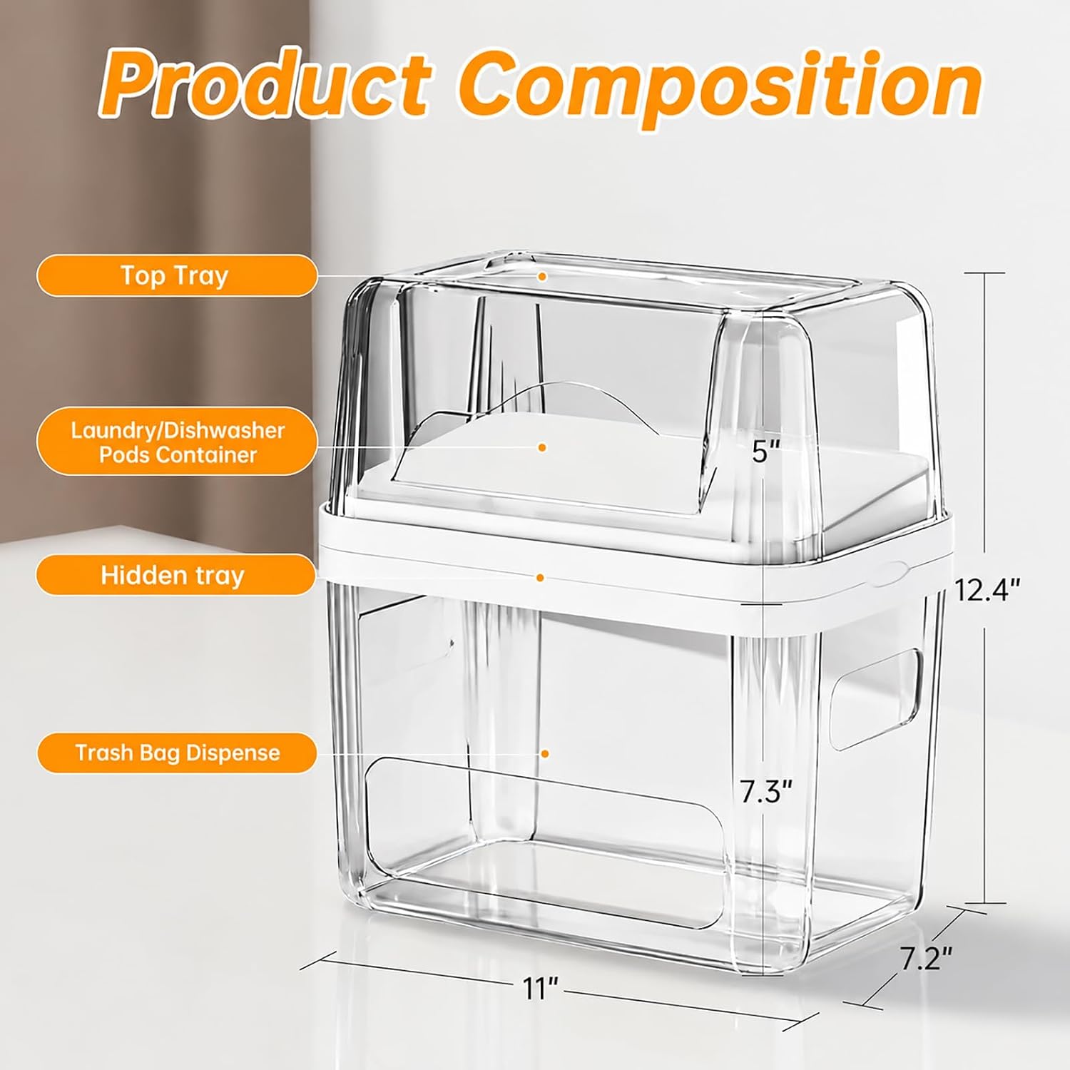 Detalle de 2-in-1 Trash Bag Holder, Laundry & Dishwasher Pods Container – Under Sink Organizer