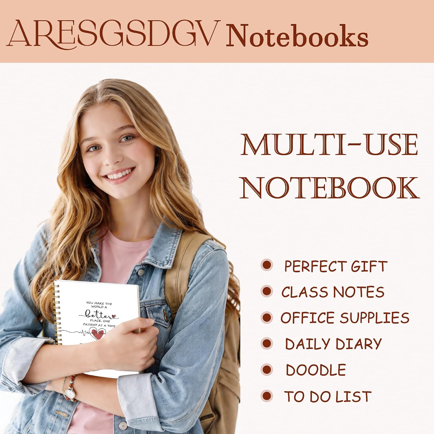 Detalle 2 de ARESGSDGV Nurse Thank You Spiral Notebook, Hardcover, 160 Pages, 5.5 x 8.3 Inch