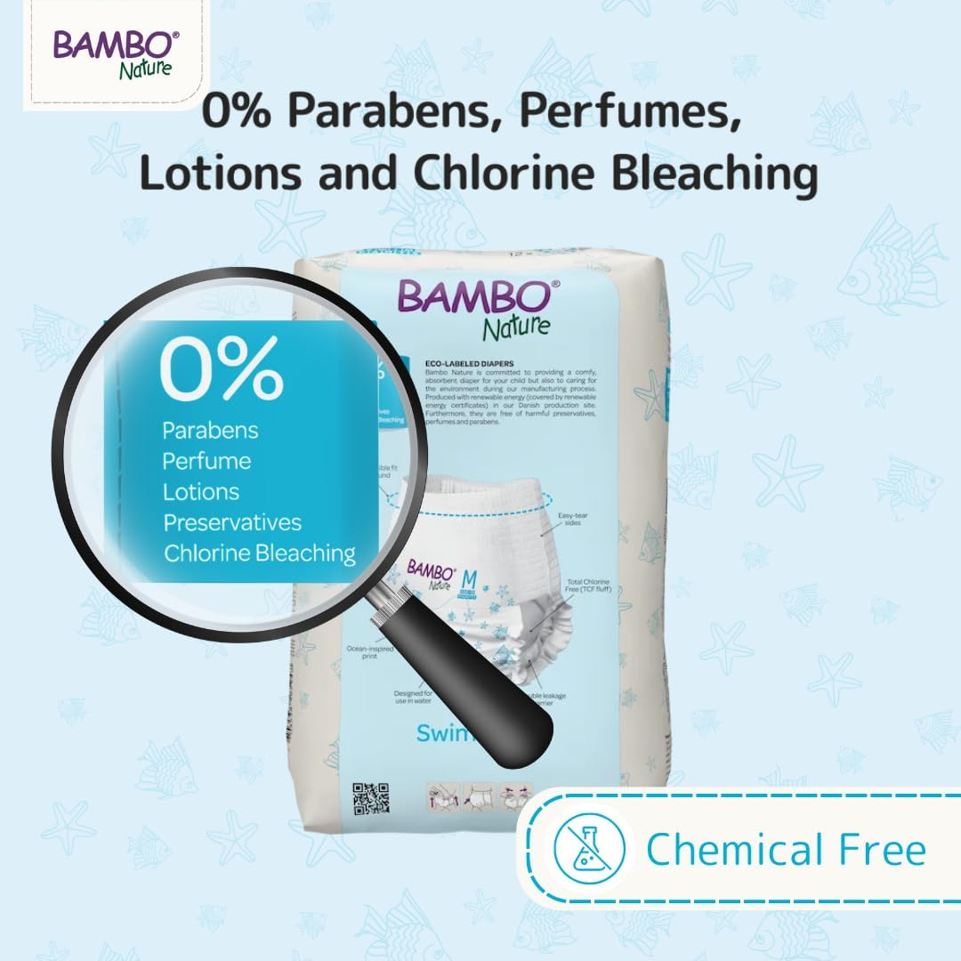 Detalle de Bambo Nature Premium Swim Nappy Pants (Medium, 12+ kg) – Disposable eco-labelled swim nappies