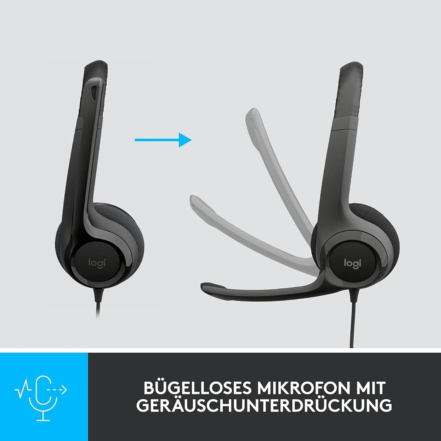 Detalle de Logitech H390 Kopfhörer mit Mikrofon – USB-Headset für klare Gespräche und hohen Tragekomfort