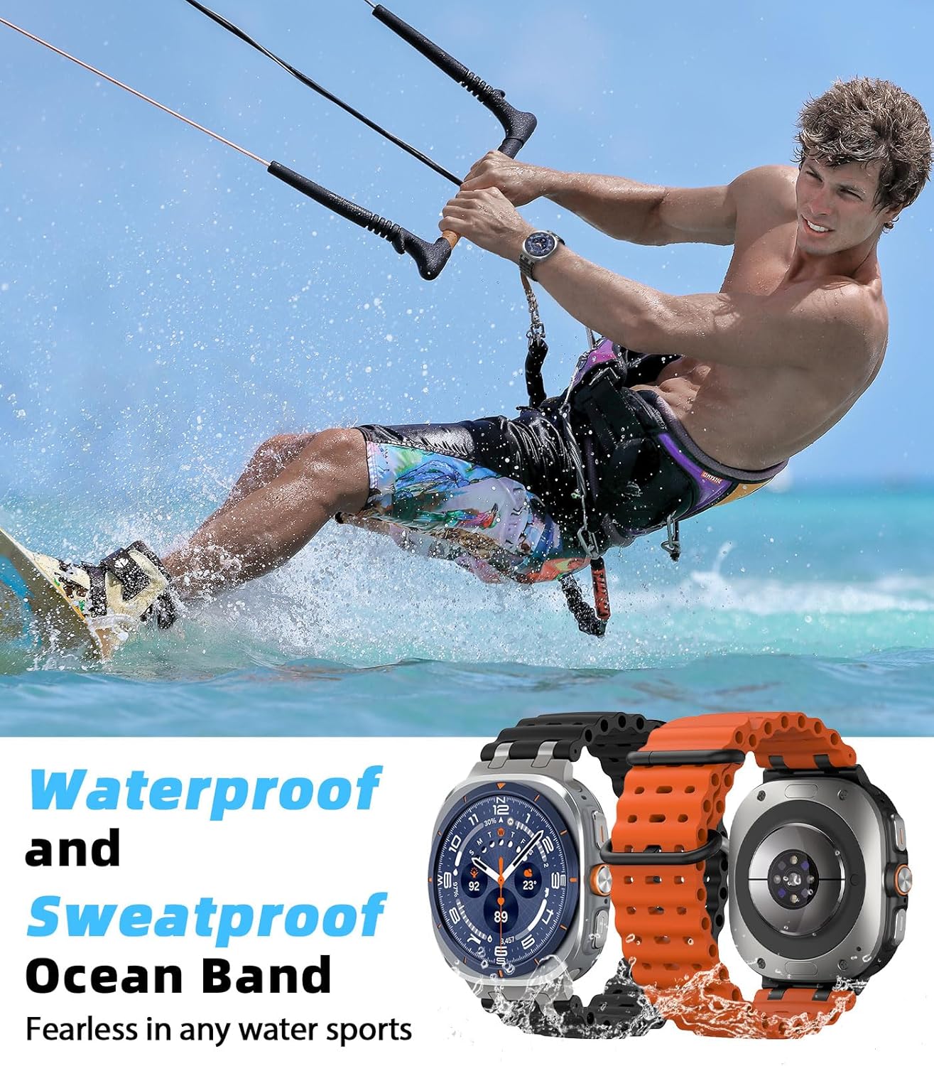 Thumbnail 4 de MoKo Upgraded Ocean Strap for Samsung Galaxy Watch Ultra 47mm (2024/2025) – breathable silicone sport band with metal connectors