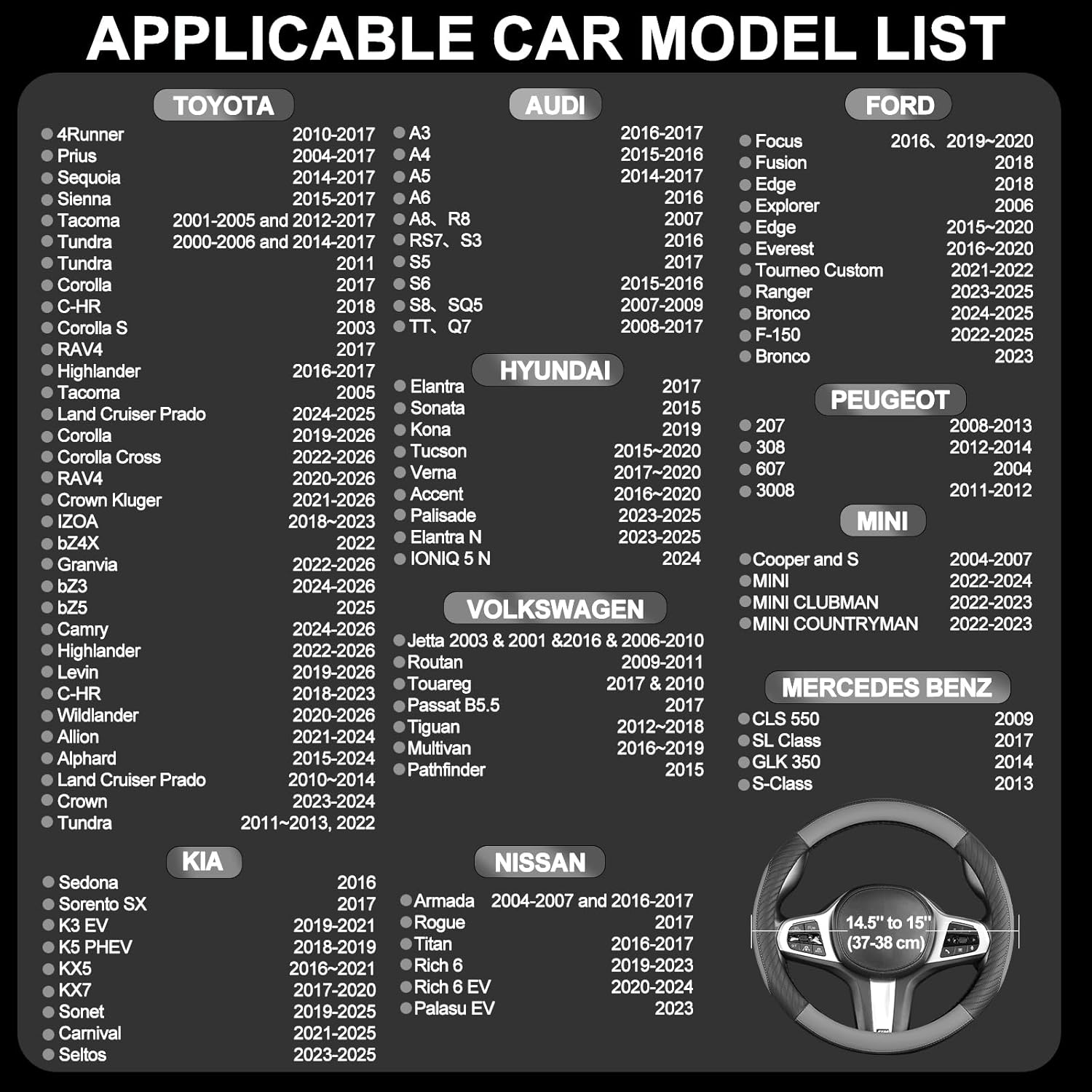 Thumbnail 5 de Universal Microfibre Leather Car Steering Wheel Cover (Soft, Anti-slip, Breathable) – 37–38cm / 14.5–15in, Grey