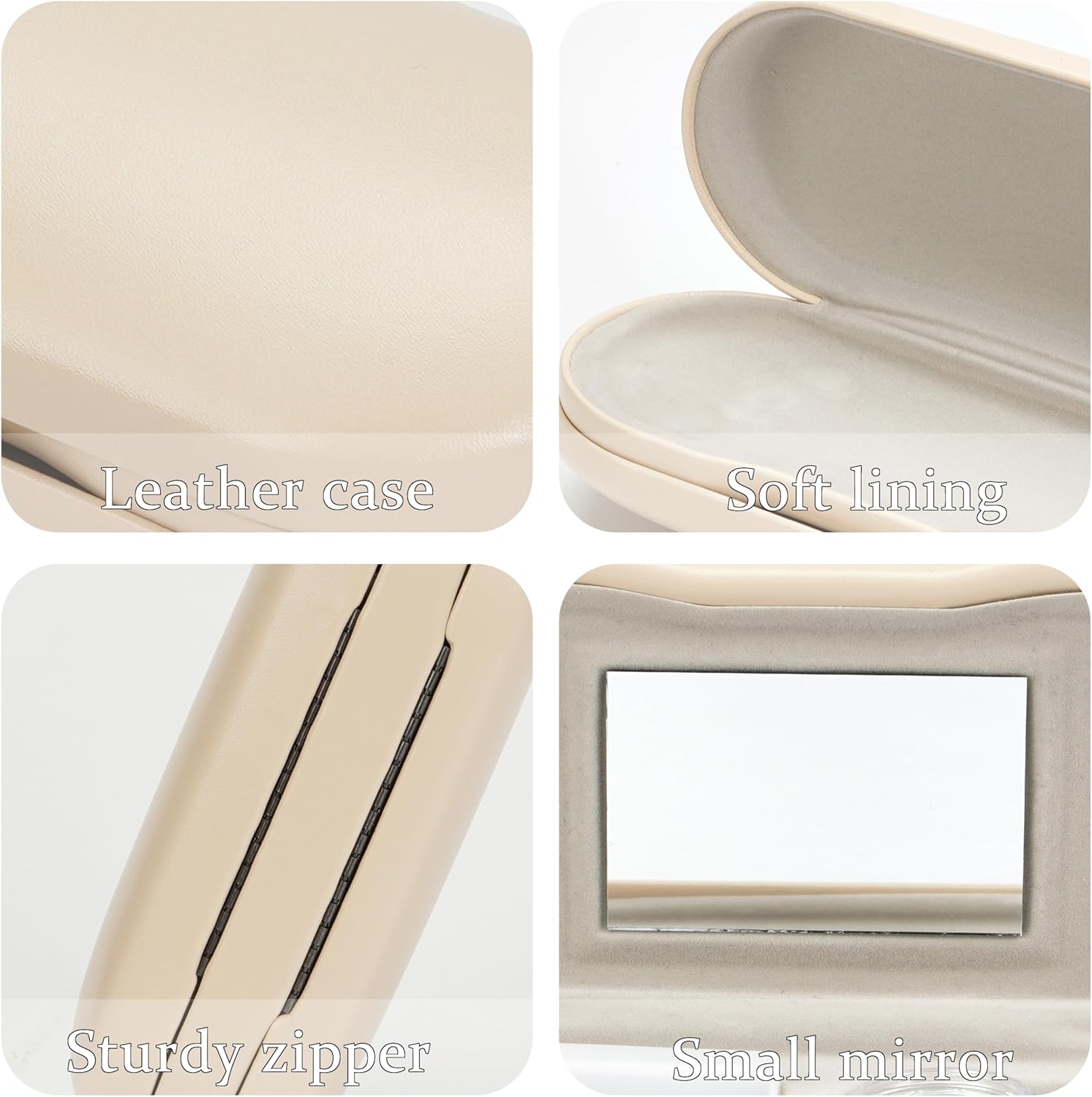 Detalle de Eyeglass Case Double Sided Travel Size: 2-in-1 Portable Box with Built-In Mirror