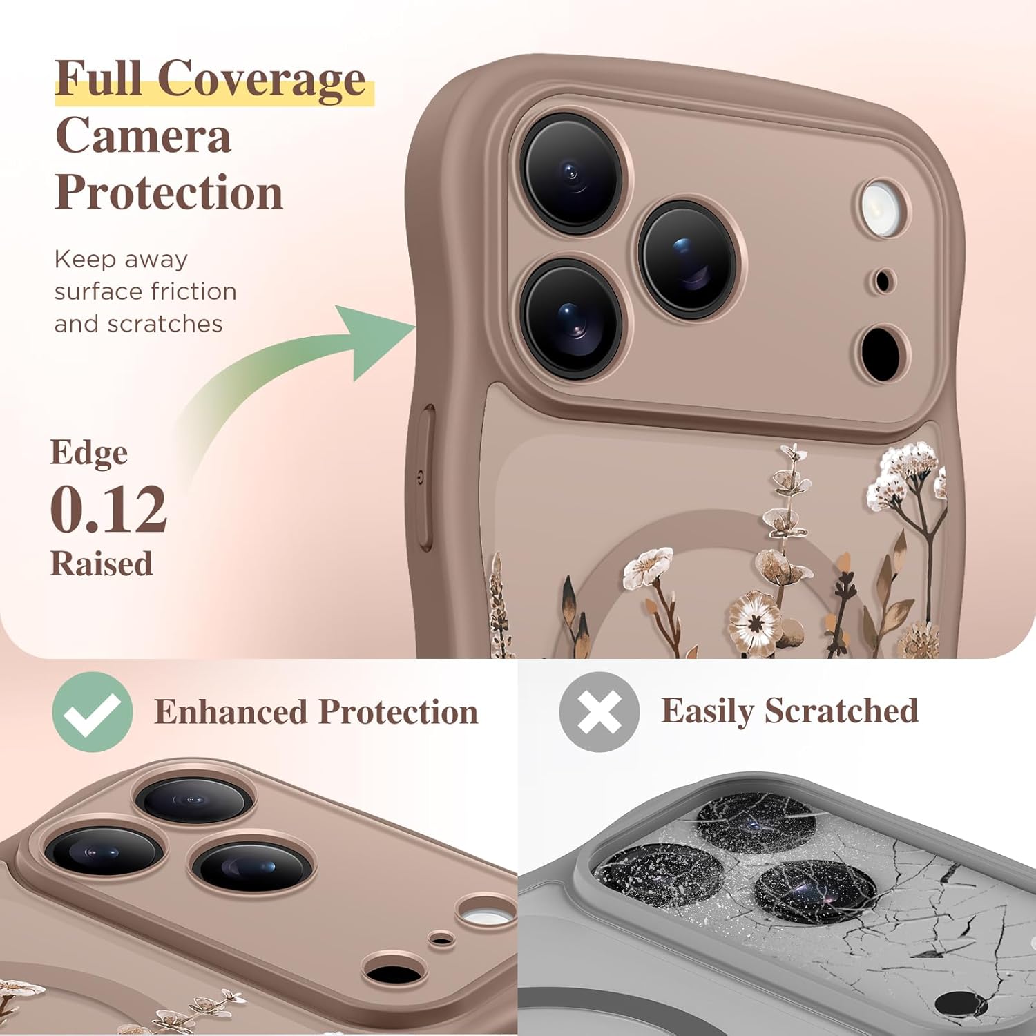 Thumbnail 6 de GVIEWIN Floral Translucent MagSafe Case for iPhone 17 Pro (6.3") with Curly Wave Edge