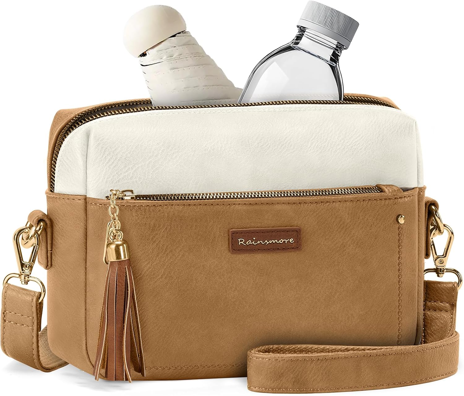 Thumbnail 6 de RAINSMORE Crossbody Bag for Women – Waterproof PU Leather, Anti-Theft Zippers & 5-Compartment Design