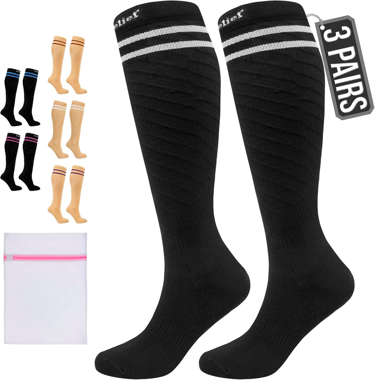 Detalle de 360 RELIEF Compression Socks for Men and Women – 15-20 mmHg Graduated Support (With Laundry Bag)