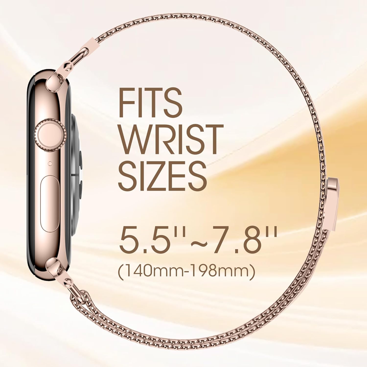 Detalle de WADELIZ Ultra-Slim Milanese Loop: 14mm Magnetic Mesh Band for Apple Watch (Women)