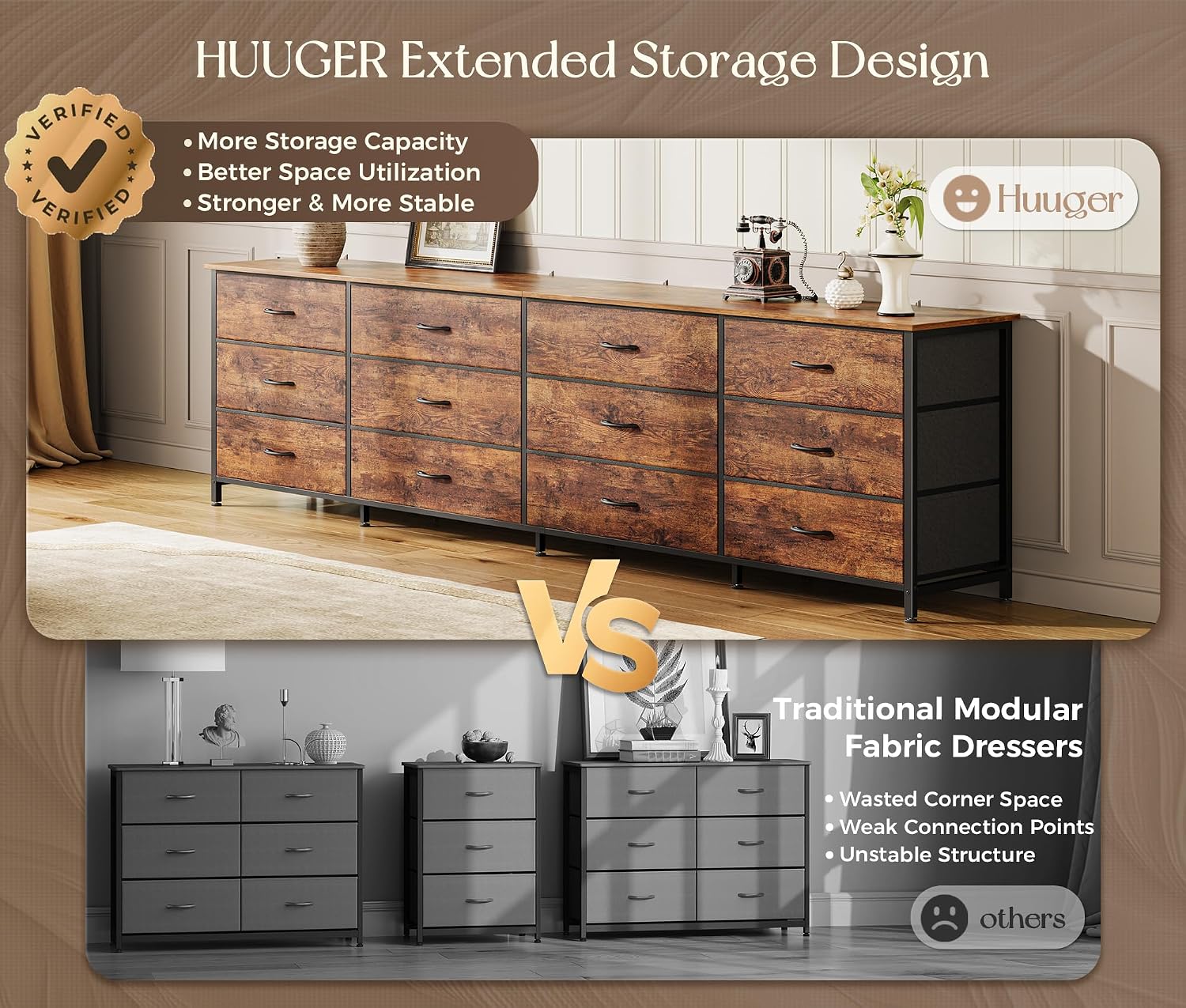 Thumbnail 4 de Huuger Fabric Dresser, 12 Drawers