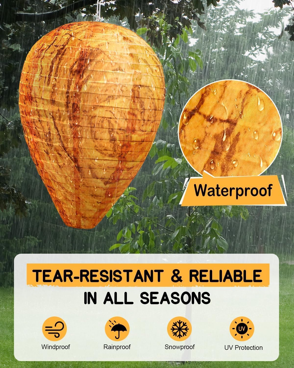 Detalle de Fmalra Wespennest Attrappe – 100% wasserdichtes Wespenfalle-Set für Outdoor