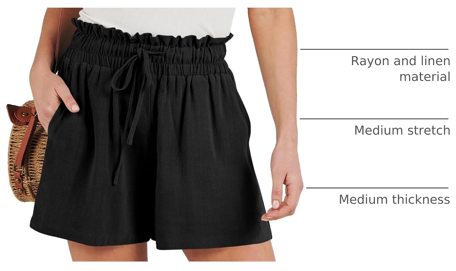 Thumbnail 3 de ANRABESS Women Linen Shorts: High-Waist, Wide-Leg Comfort for Summer Vibes