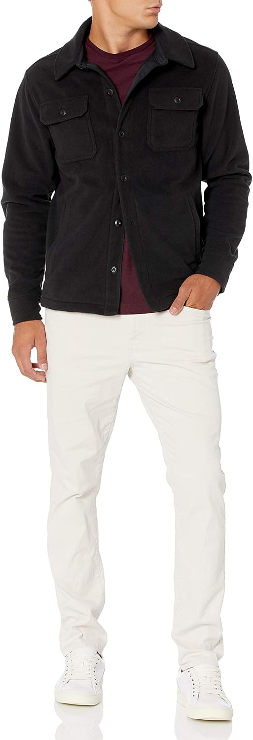 Detalle de Amazon Essentials Men's Long-Sleeve Polar Fleece Shirt Jacket for Winter