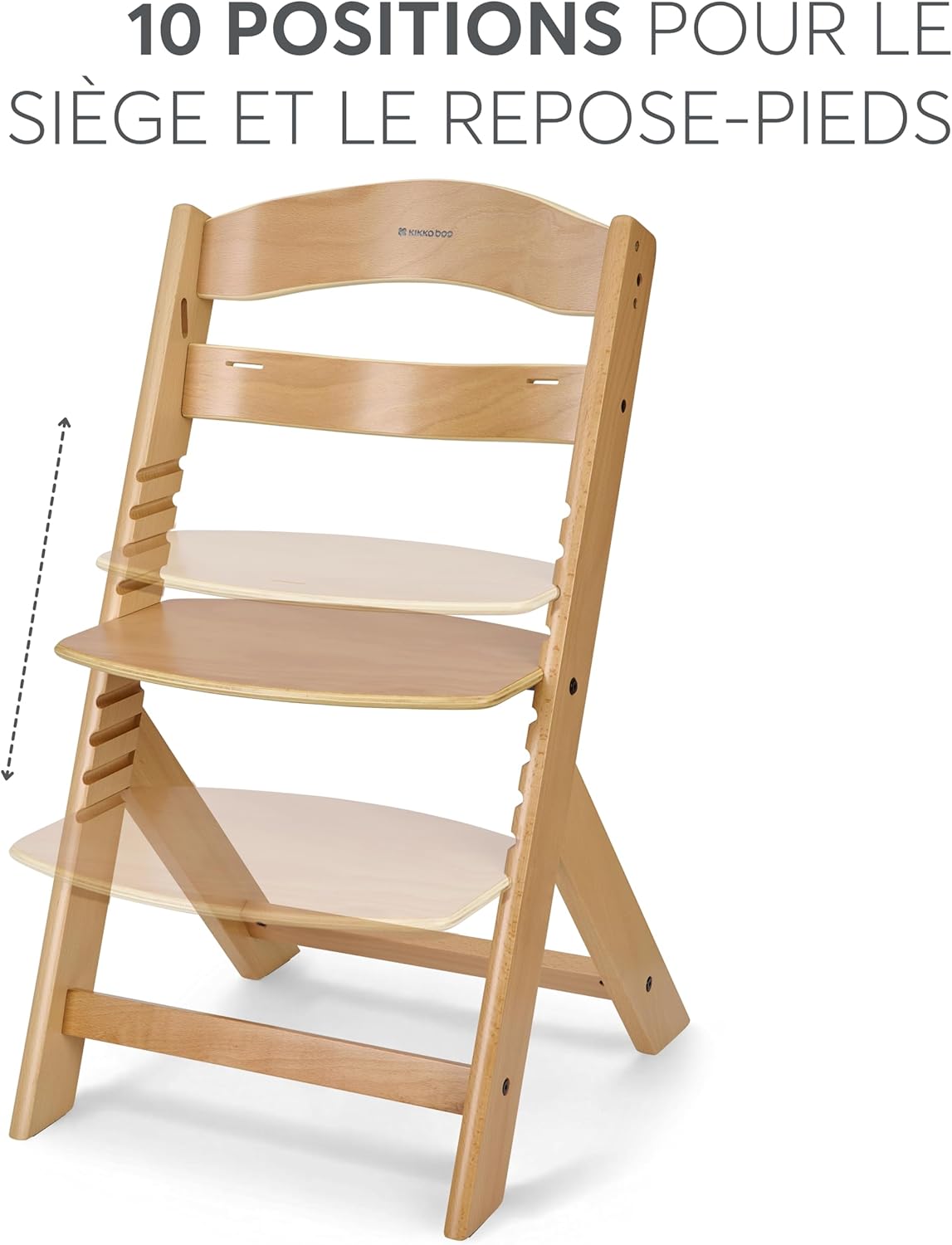 Detalle de KikkaBoo Chaise Haute Bébé Évolutive NORDY en Bois de Hêtre