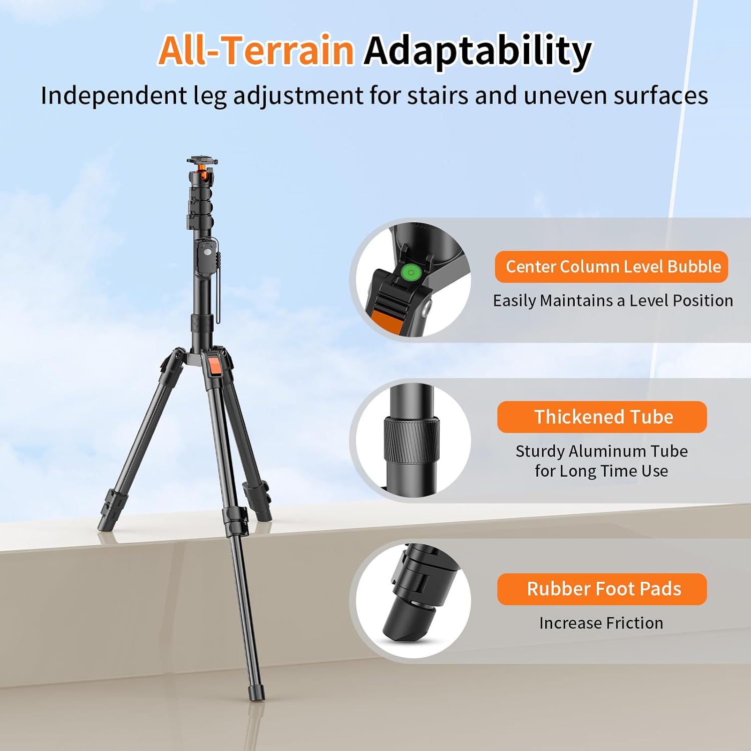 Thumbnail 4 de XXZU 75" Camera Tripod: 3-in-1 Aluminium Stand for Phone, DSLR and More