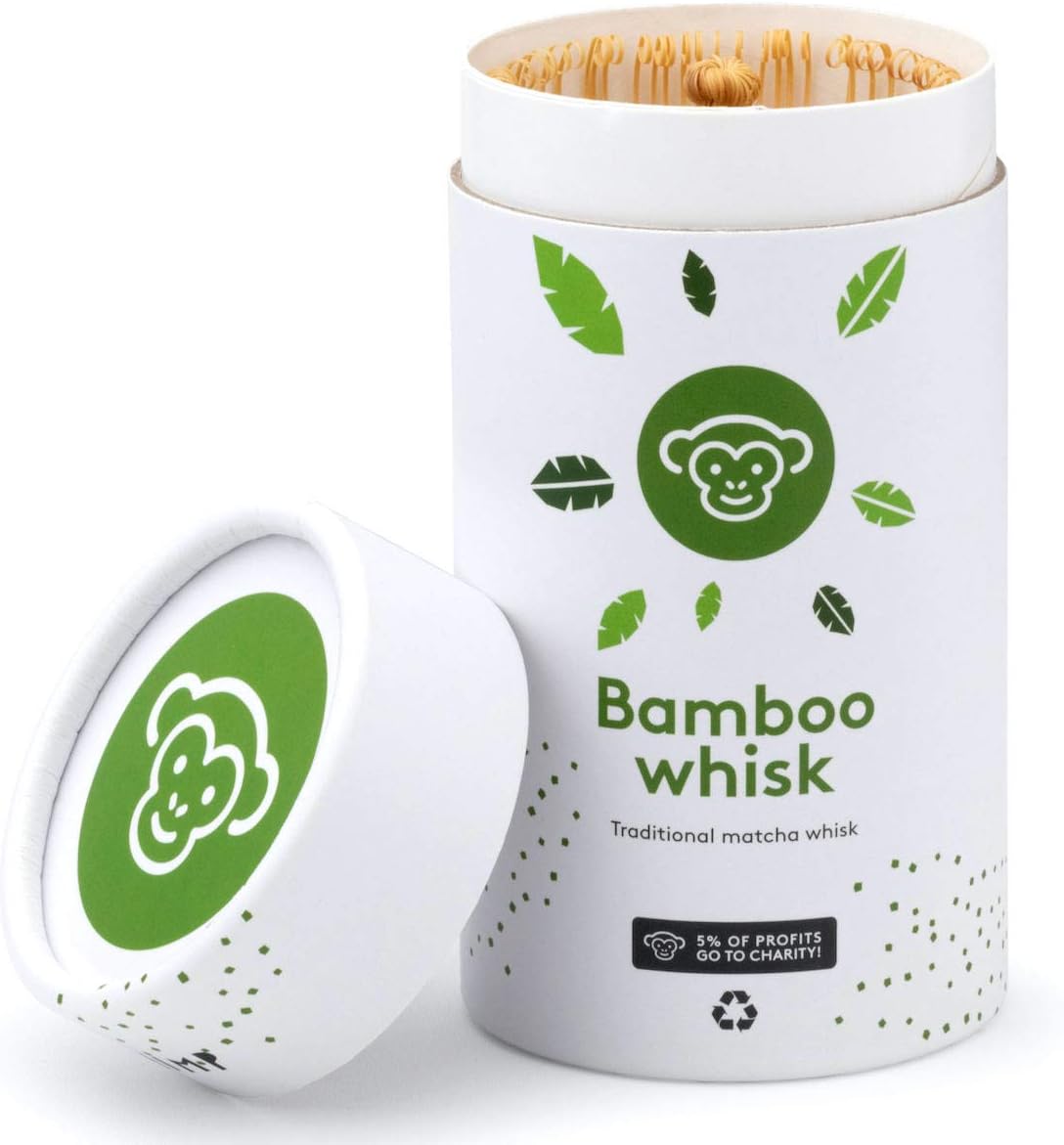 Detalle de PureChimp Bamboo Matcha Whisk – 100 Prongs, Packaged in Recyclable Box